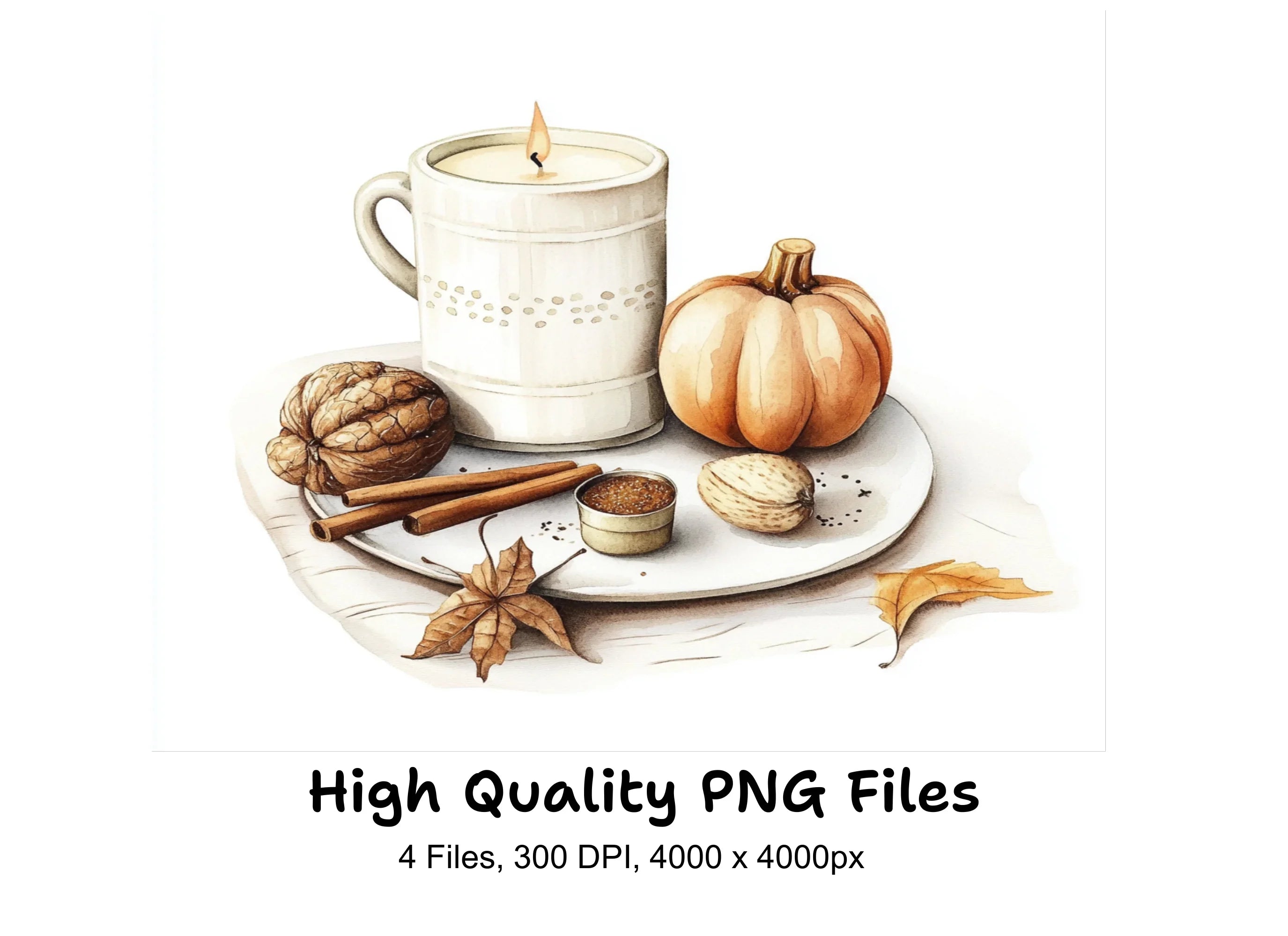 Autumn Candles and Pumpkins Clipart Bundle