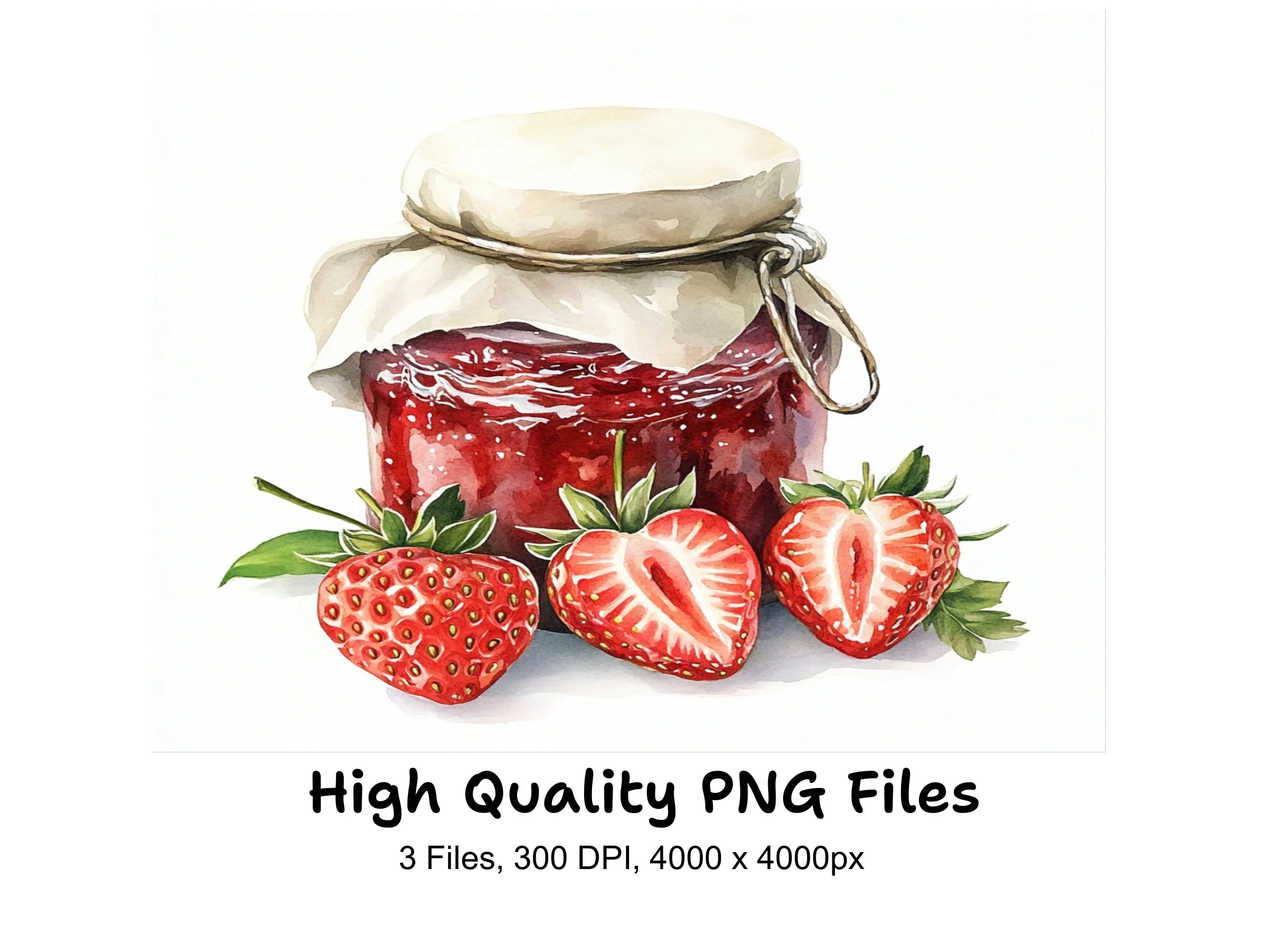 Strawberry Jam Jar Clipart Bundle
