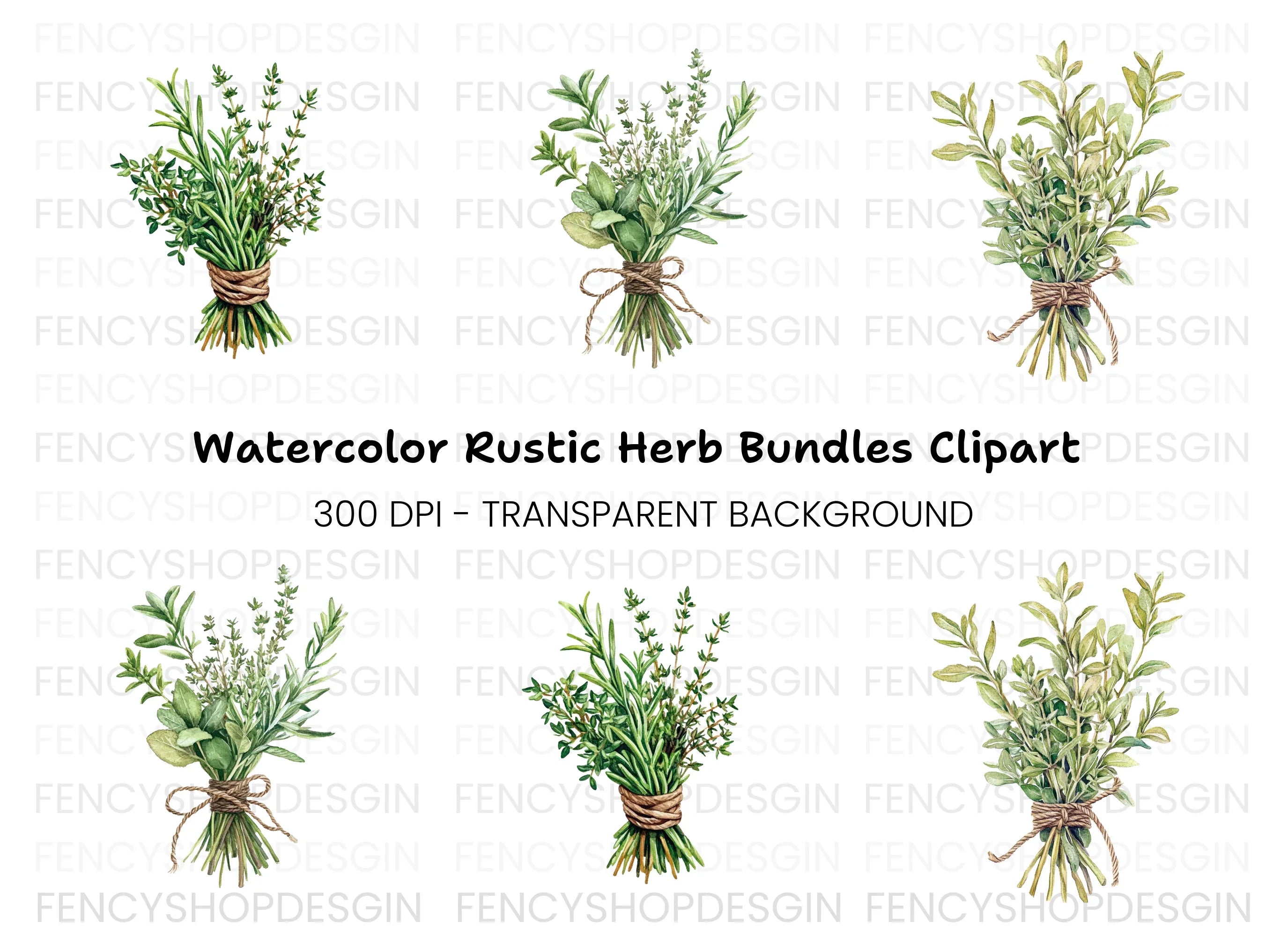 Rustic Herb Bundles Clipart Collection