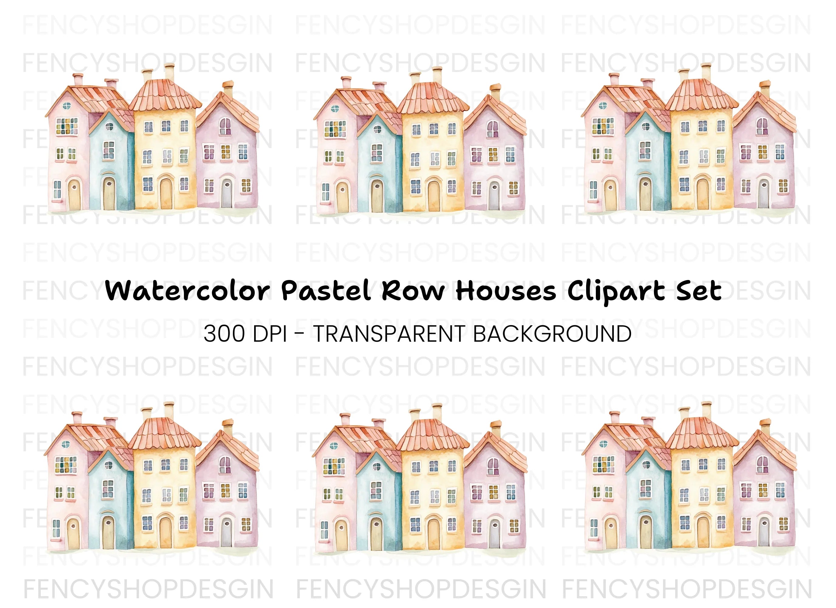European Townhouses Clipart Bundle