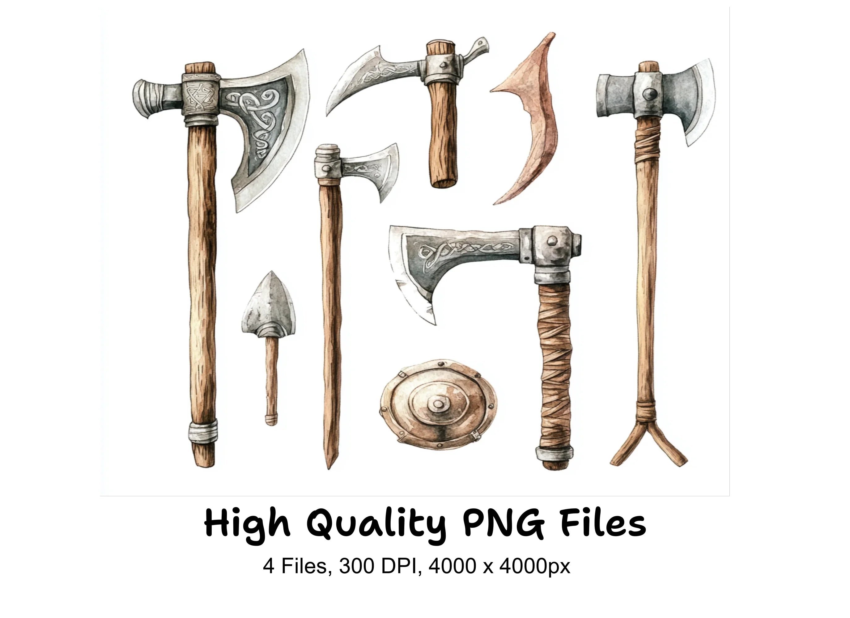 Viking Axes and Medieval Weapons Clipart Bundle