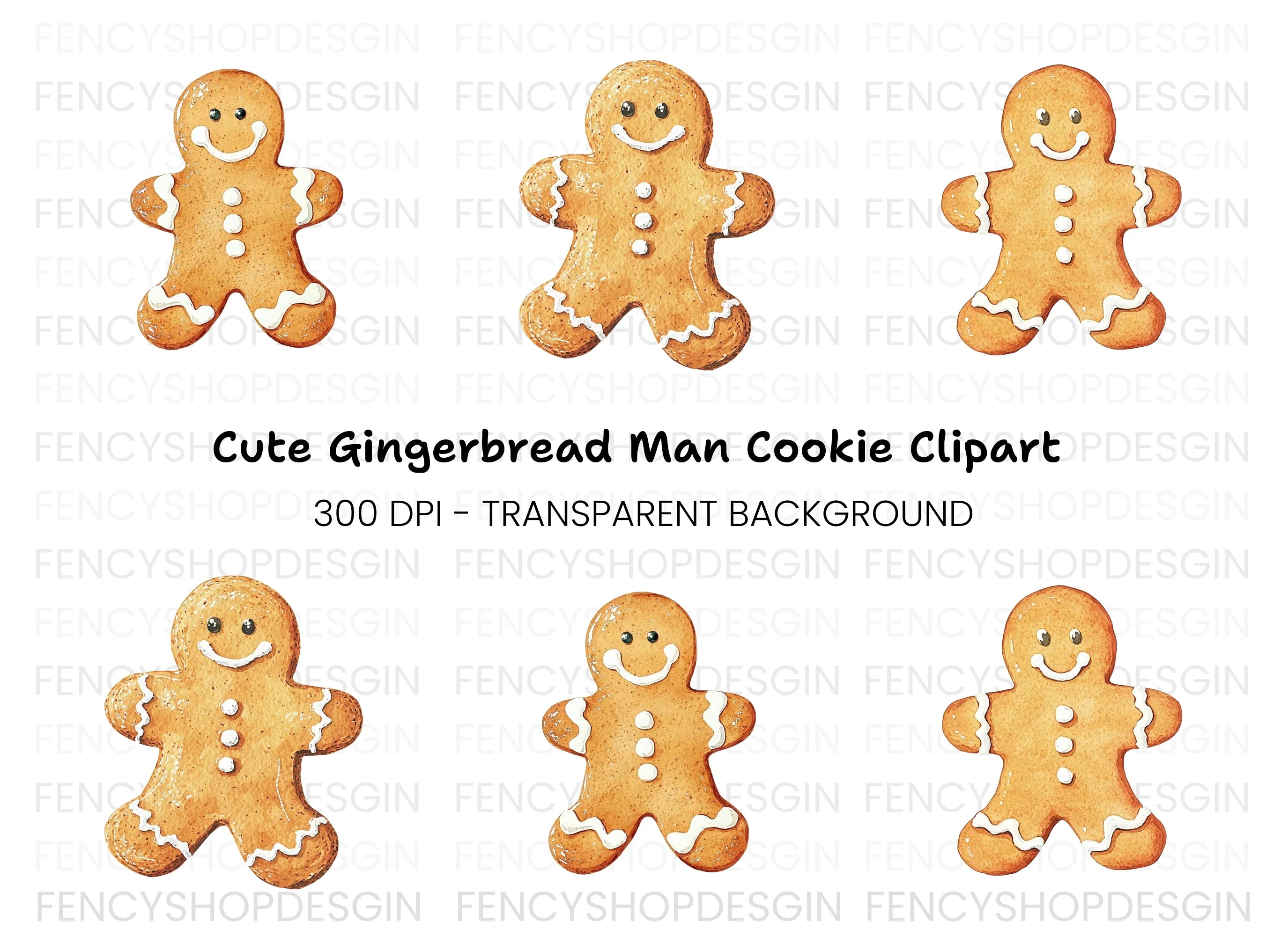 Smiling Gingerbread Man Trio Clipart Bundle