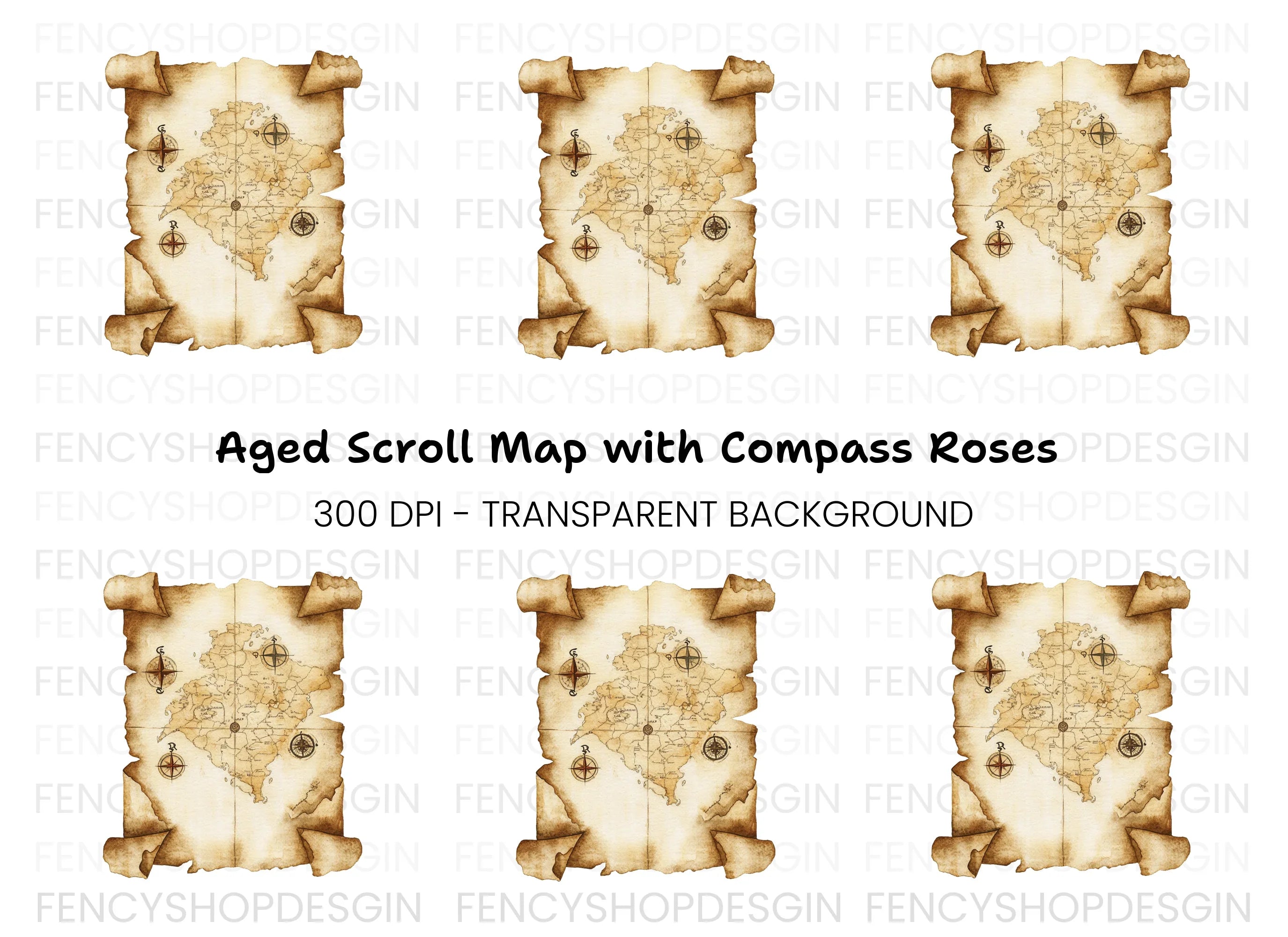 Vintage Treasure Map Clipart Bundle