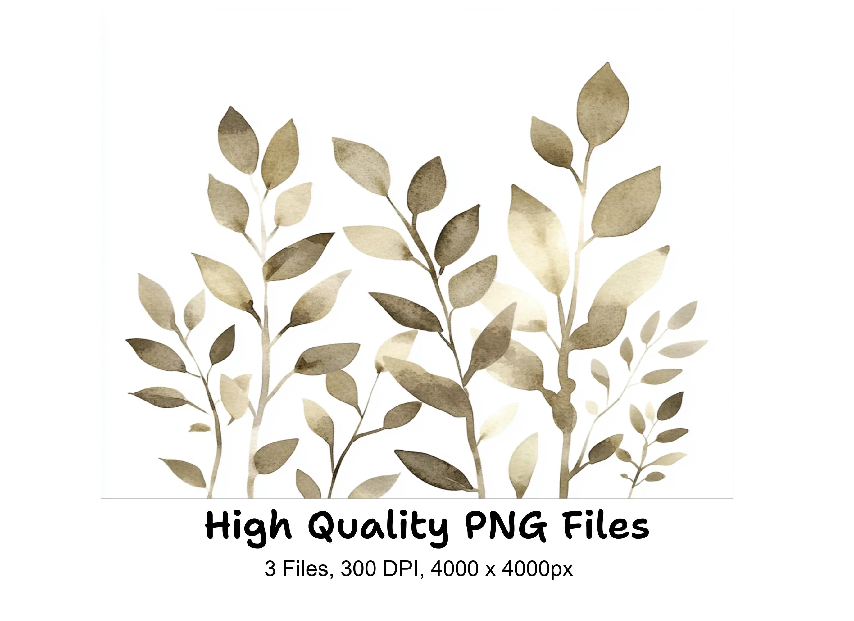 Neutral Tone Botanical Leaf Clipart Bundle