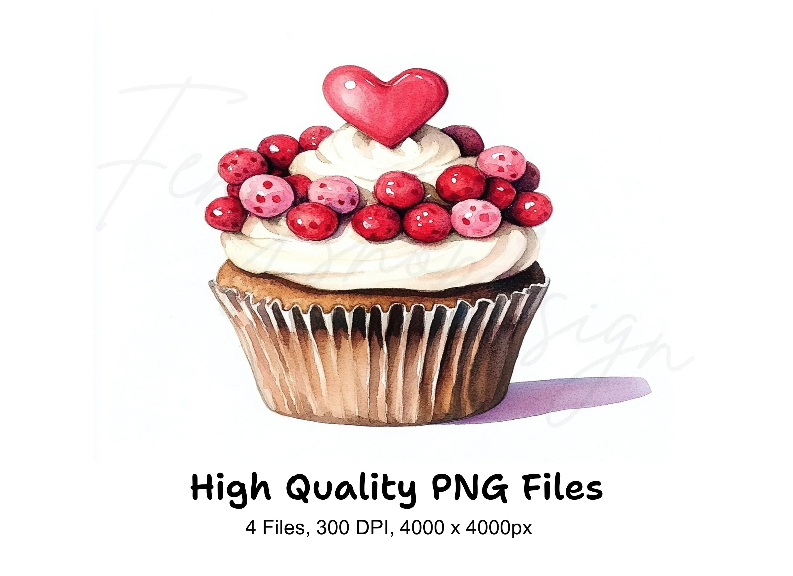 Valentine's Day Cupcakes Clipart Bundle