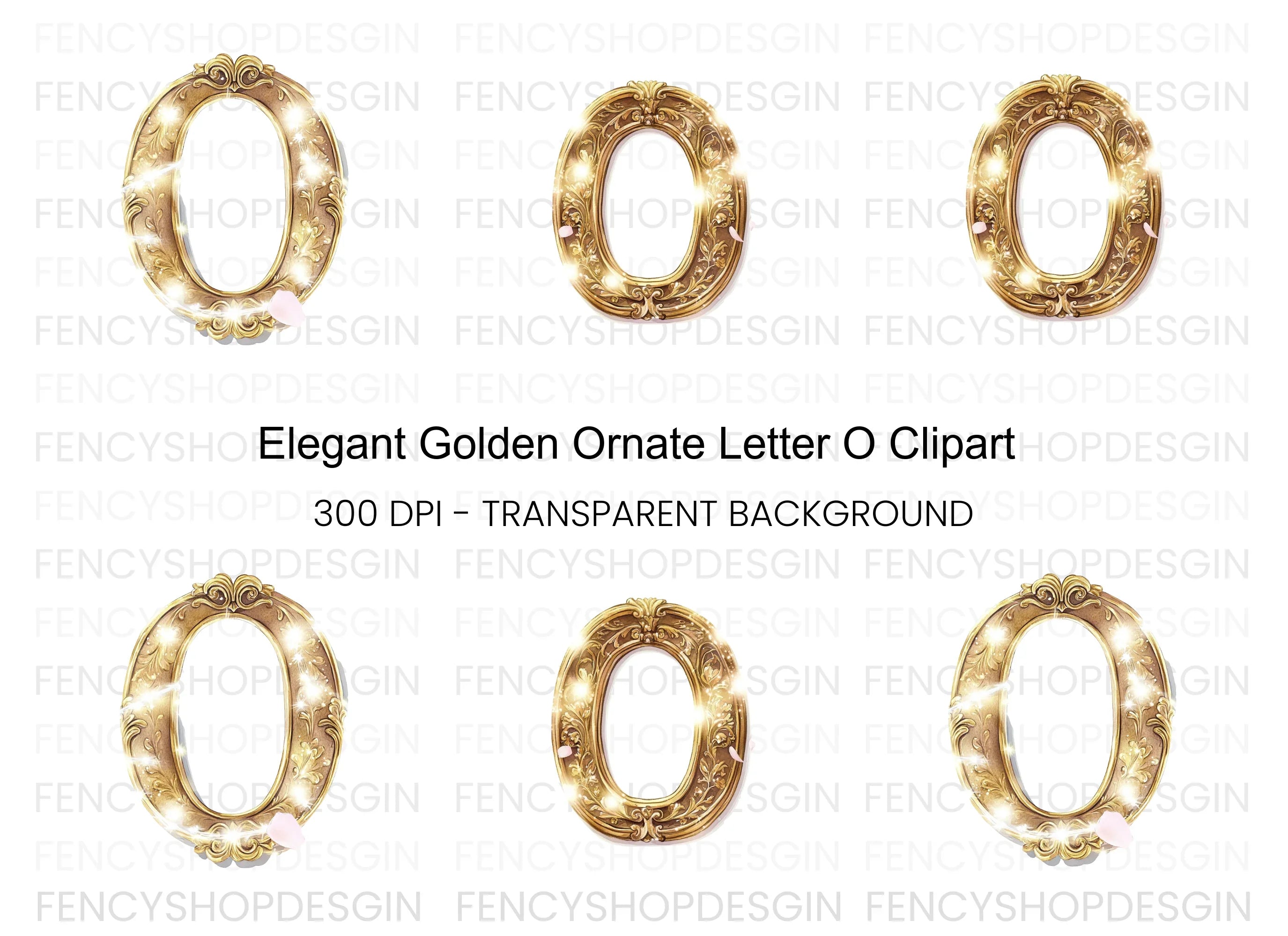 Golden Ornate Number Clipart Bundle