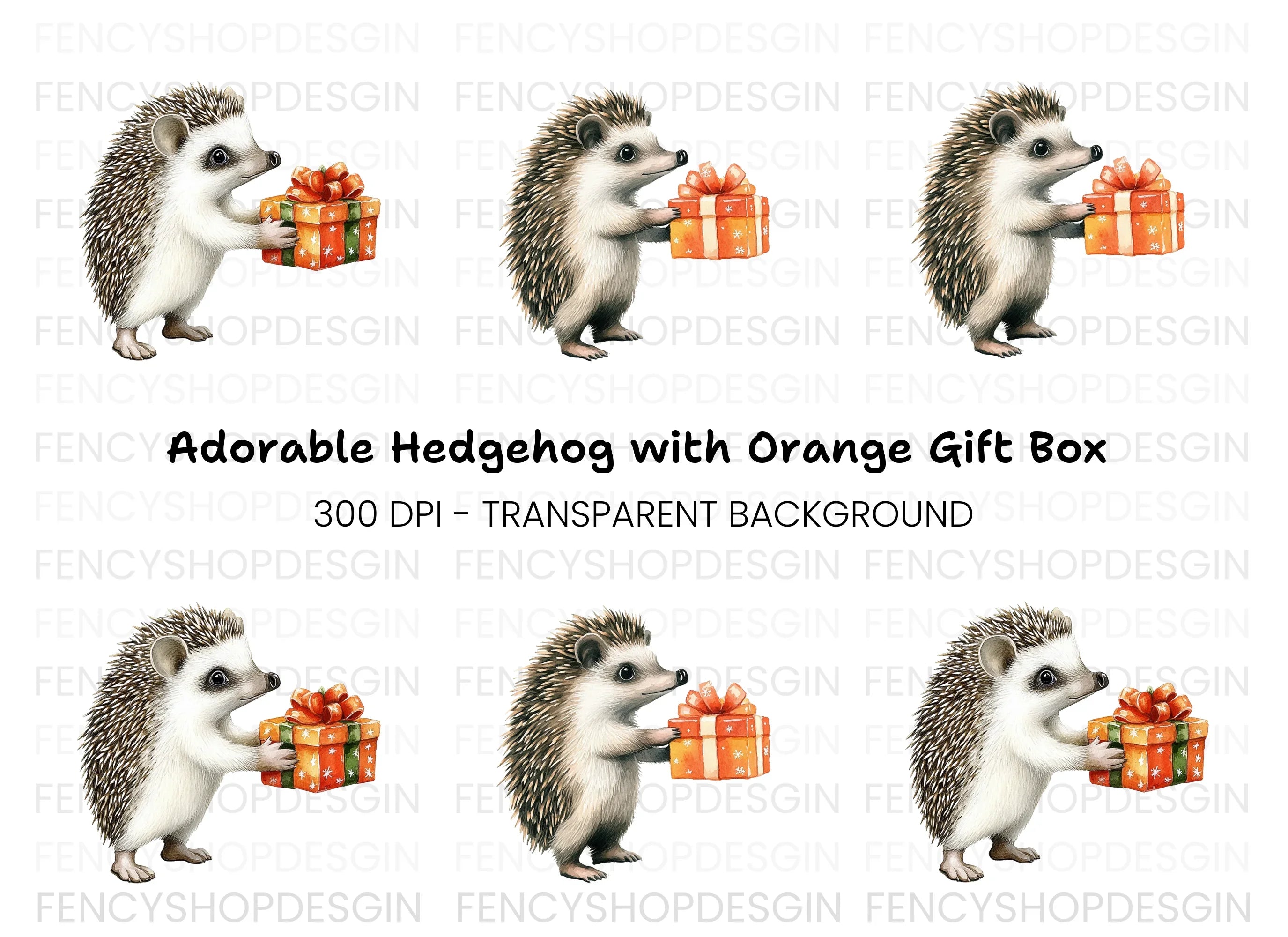 Cute Hedgehog Gift Clipart Bundle