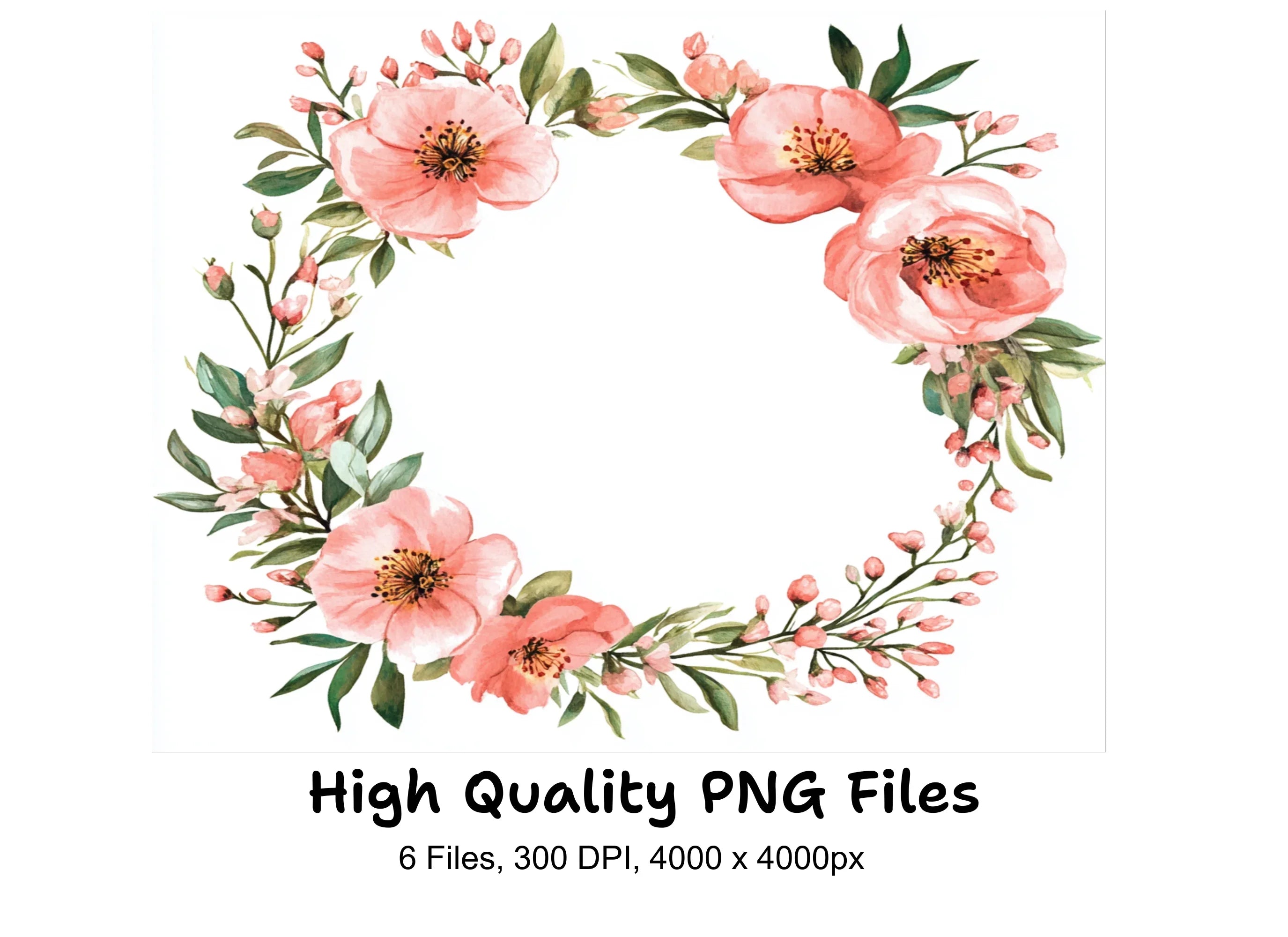 Elegant Floral Wreaths Clipart Bundle