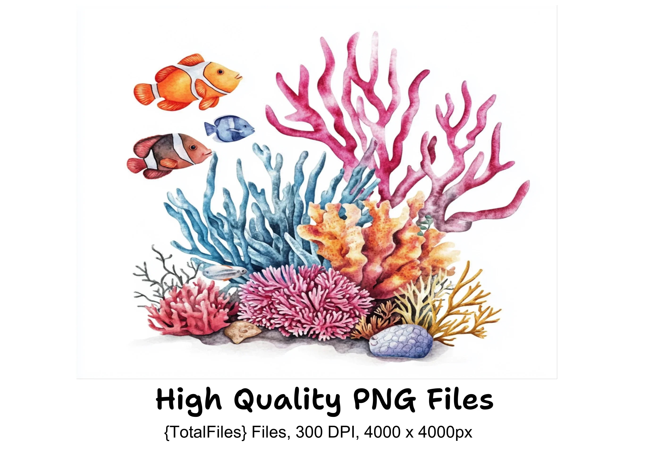 Vibrant Coral Reef Clipart Bundle