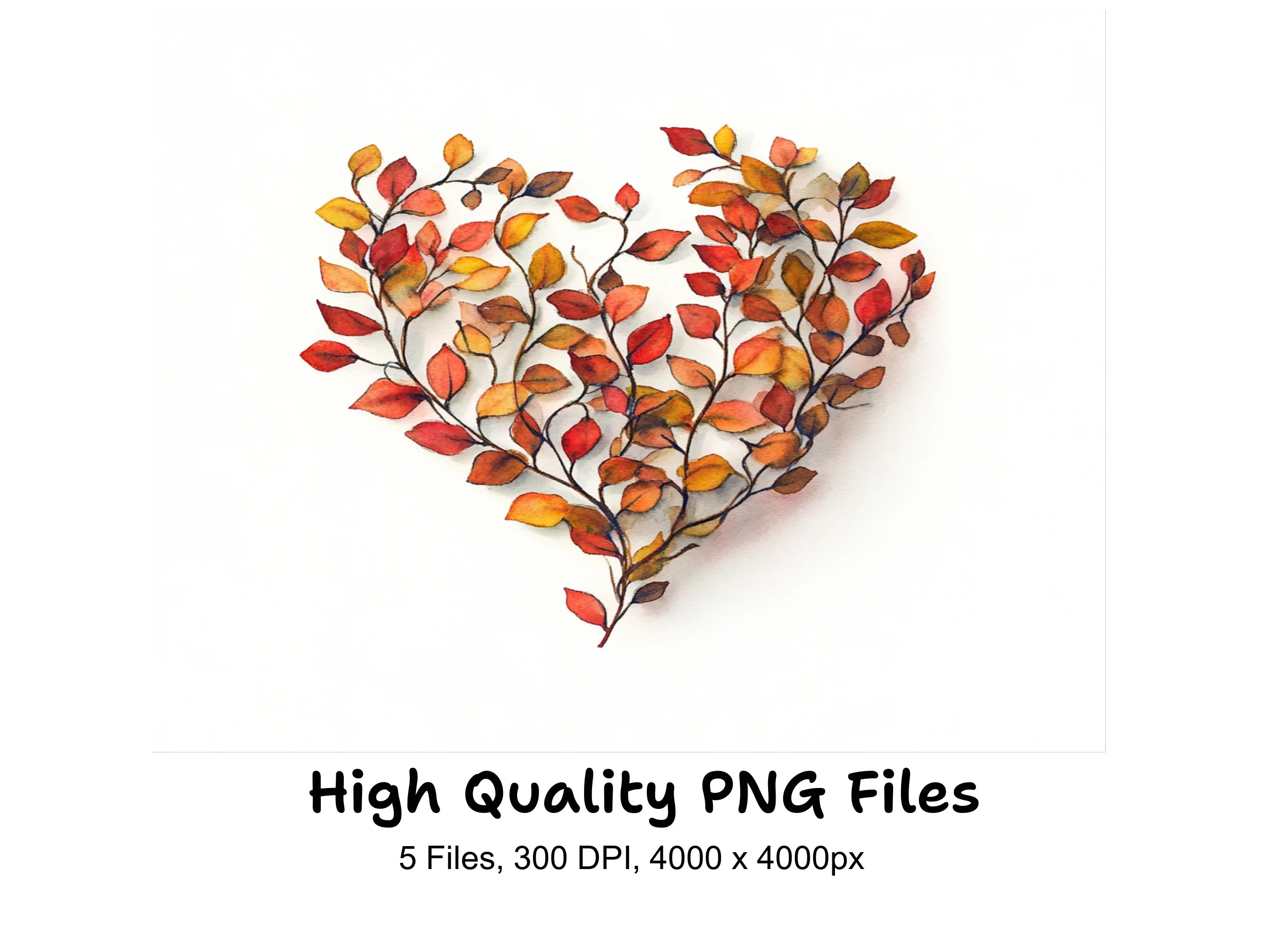 Autumn Leaves Heart Shape Clipart Bundle