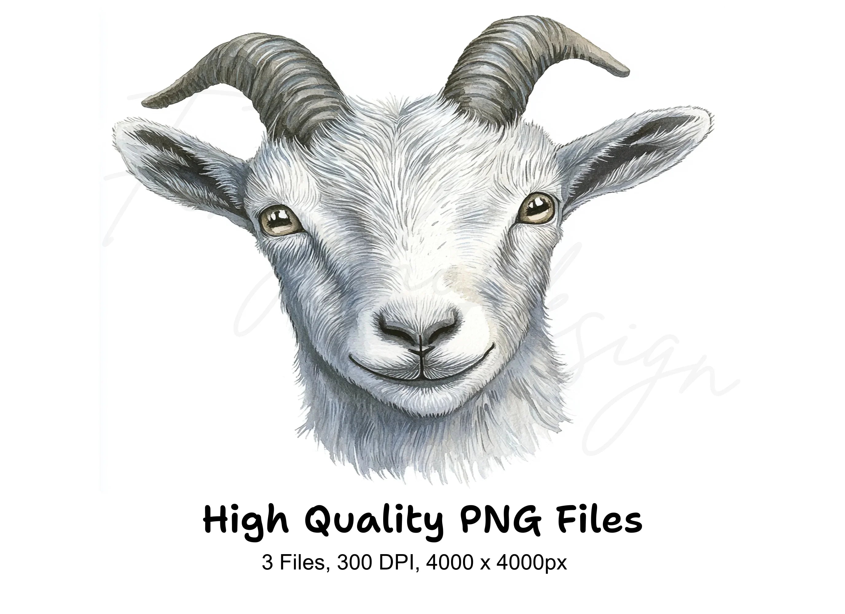 Cute Goat Faces Clipart Bundle