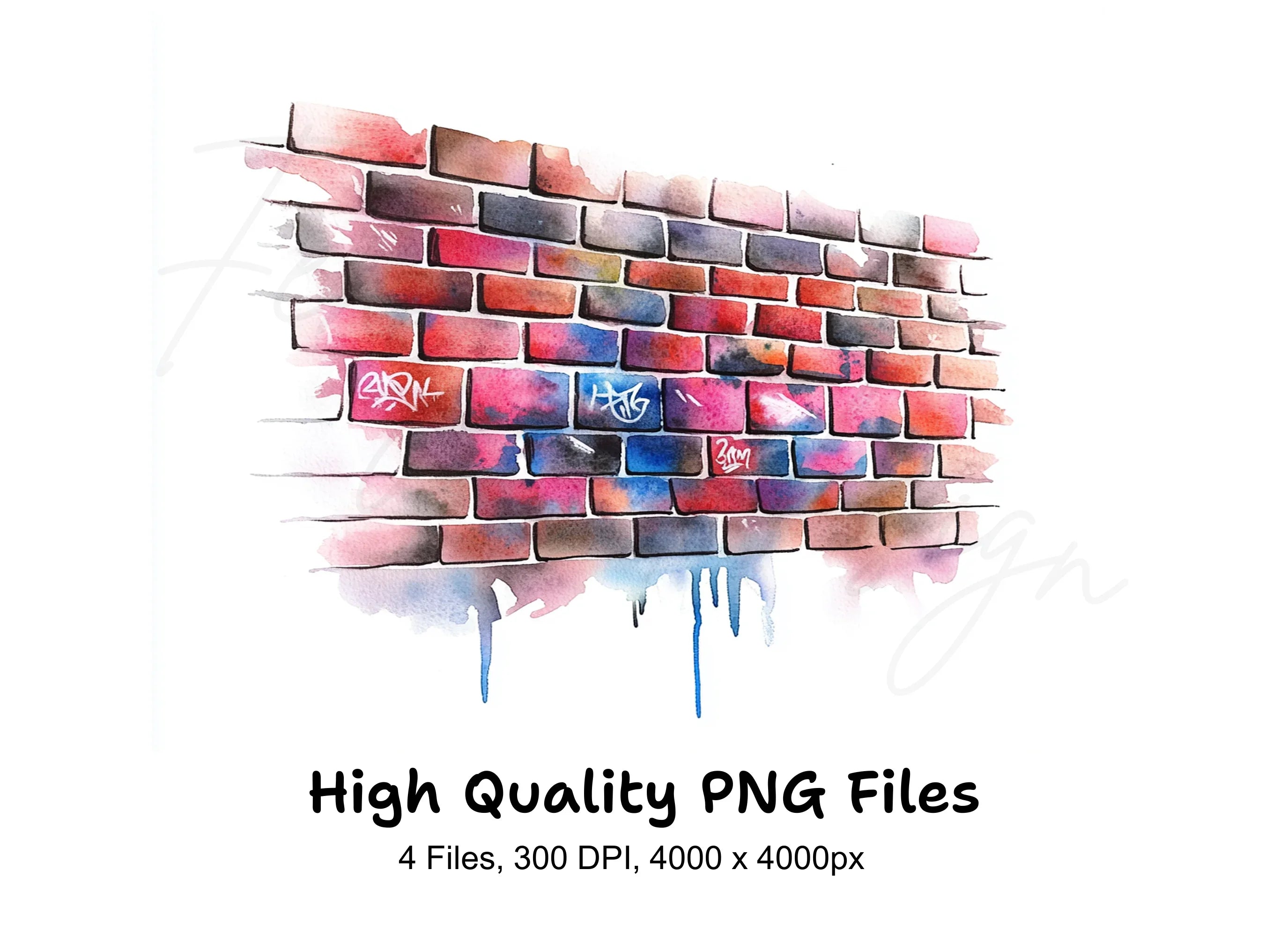 Graffiti Brick Wall Clipart Bundle