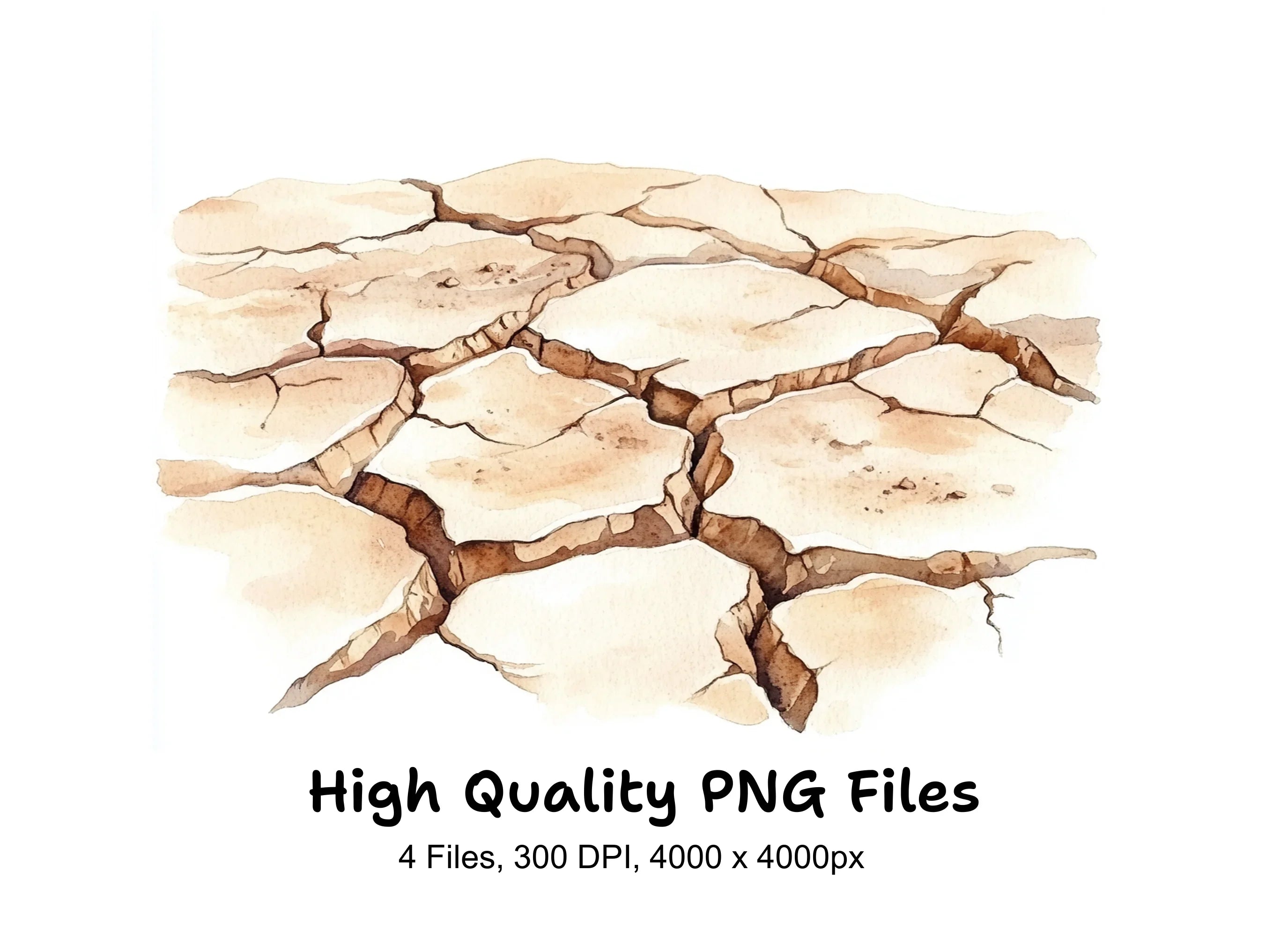Desert Cracked Ground Clipart Bundle