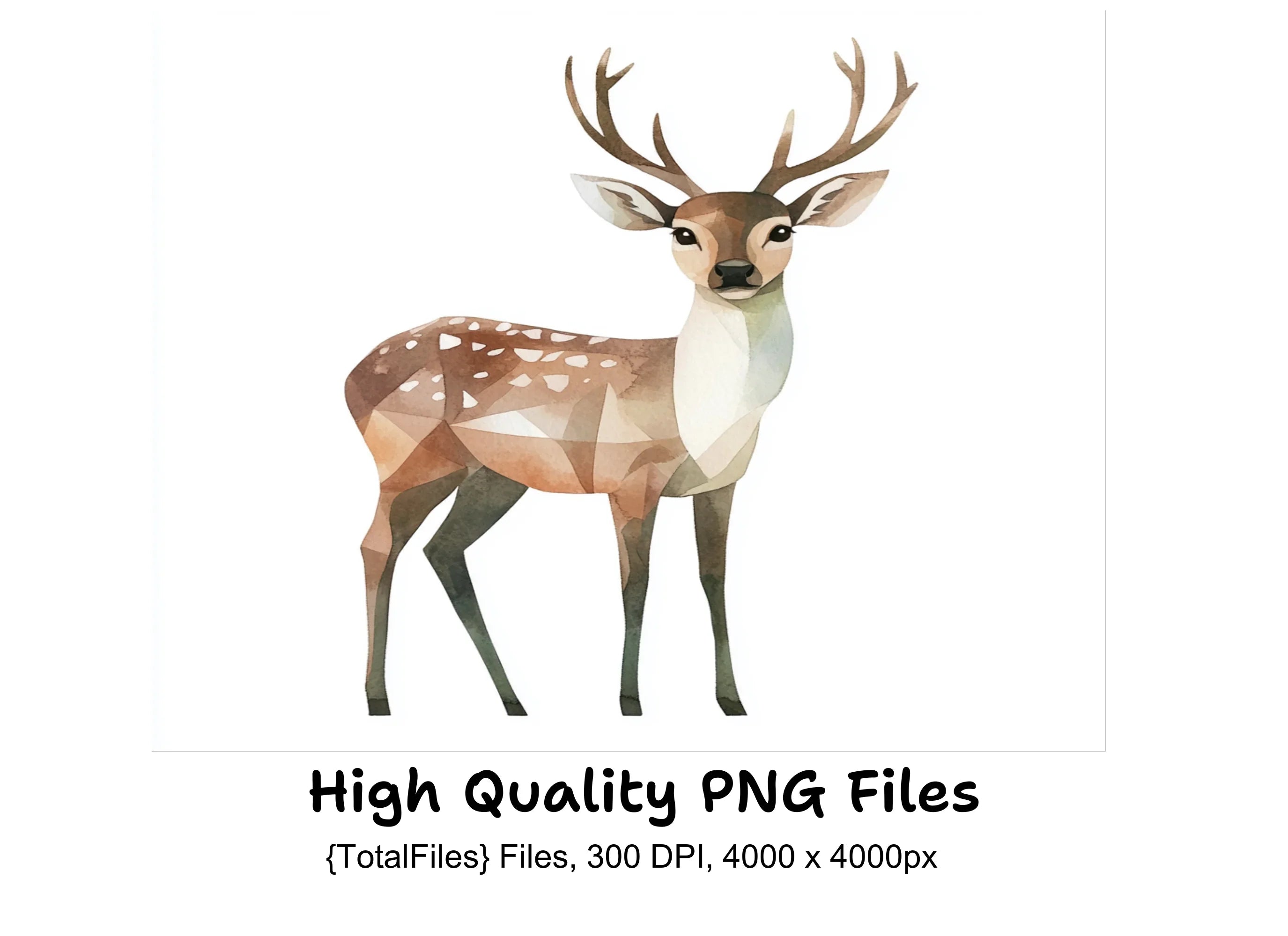 Polygonal Deer Illustrations Clipart Bundle