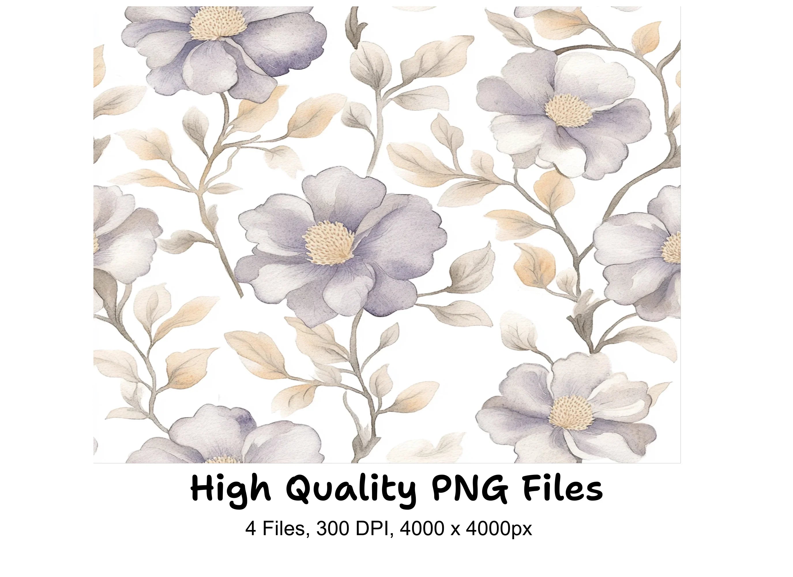 Soft Grey and White Floral Clipart Bundle