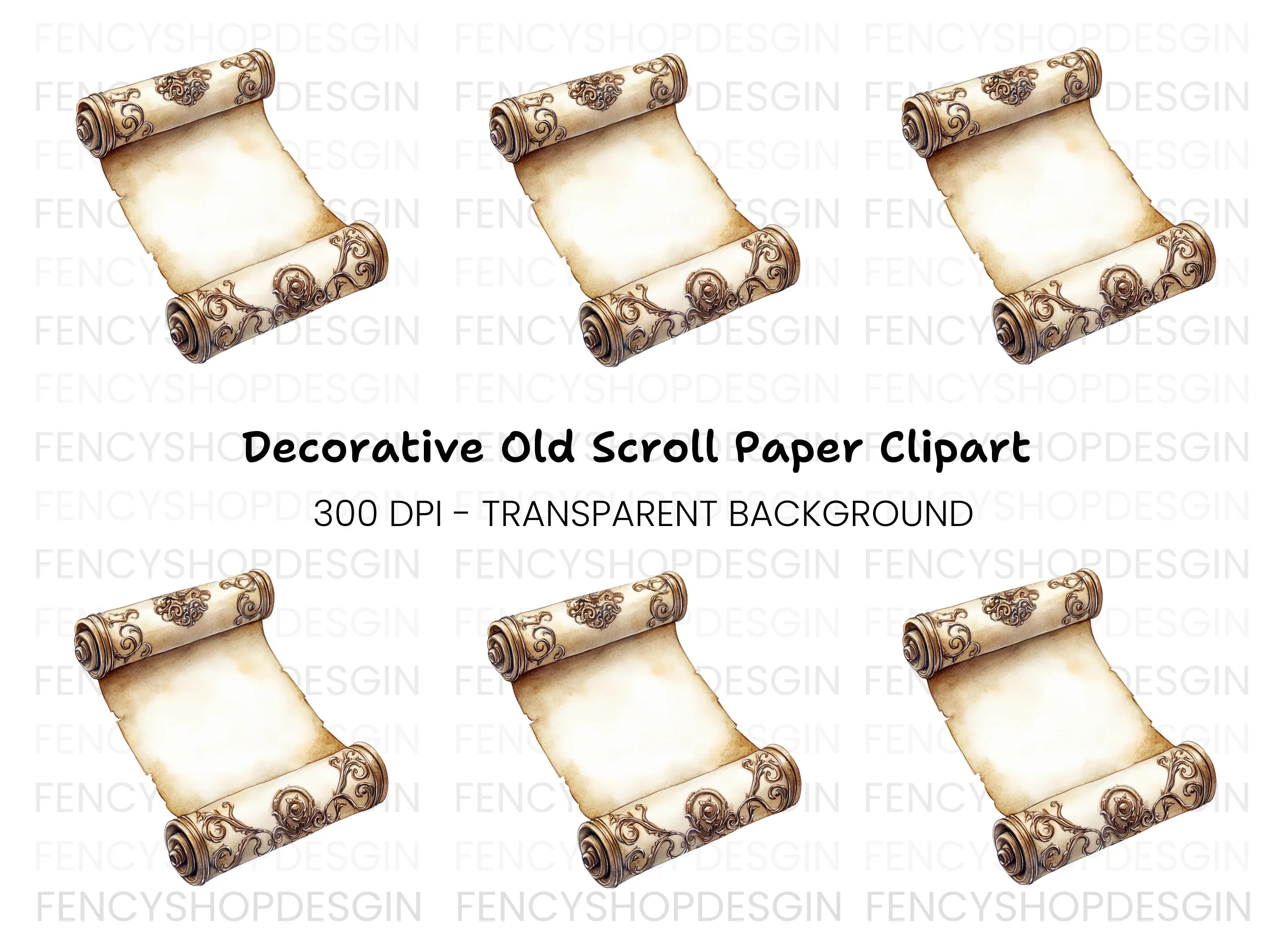 Vintage Scroll Design Clipart Bundle