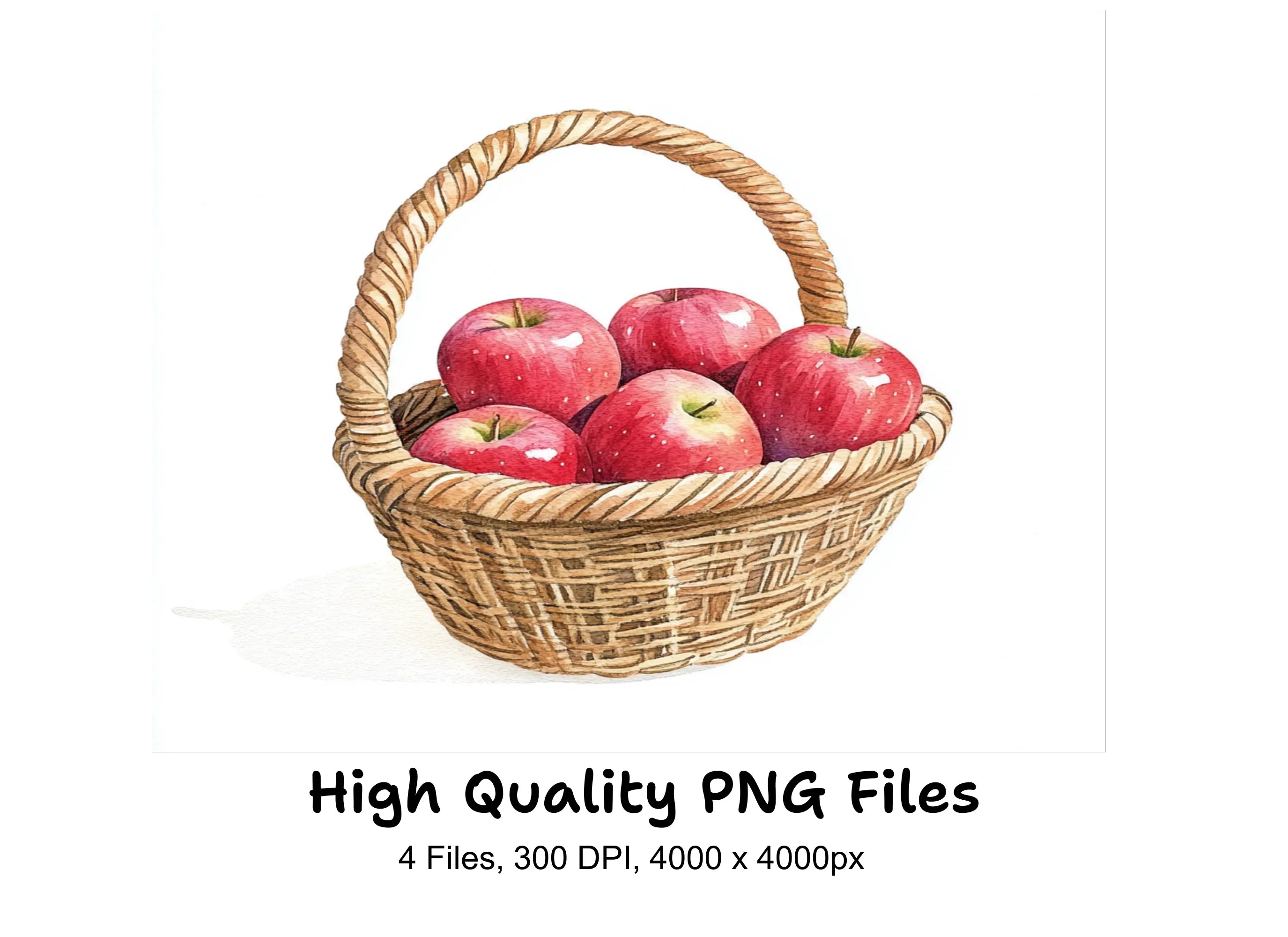 Hand Drawn Apple Basket Illustrations Clipart Bundle