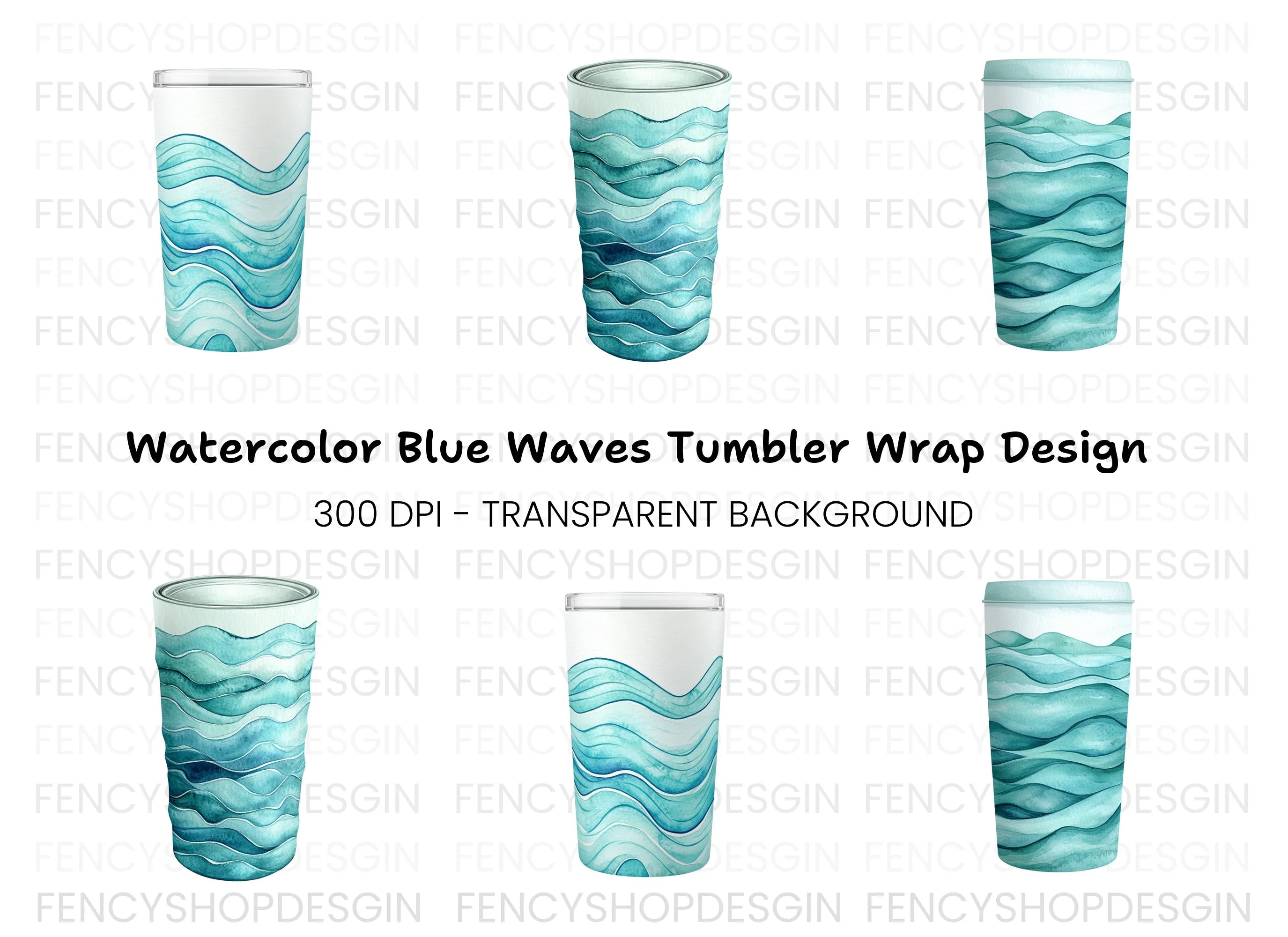 Ocean Waves Tumbler Clipart Bundle