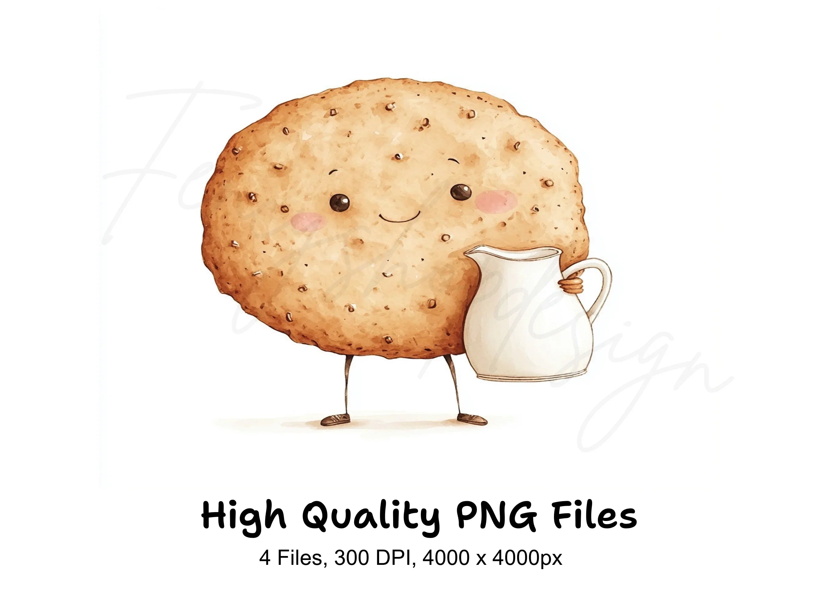 Happy Cookie and Milk Jug Clipart Bundle