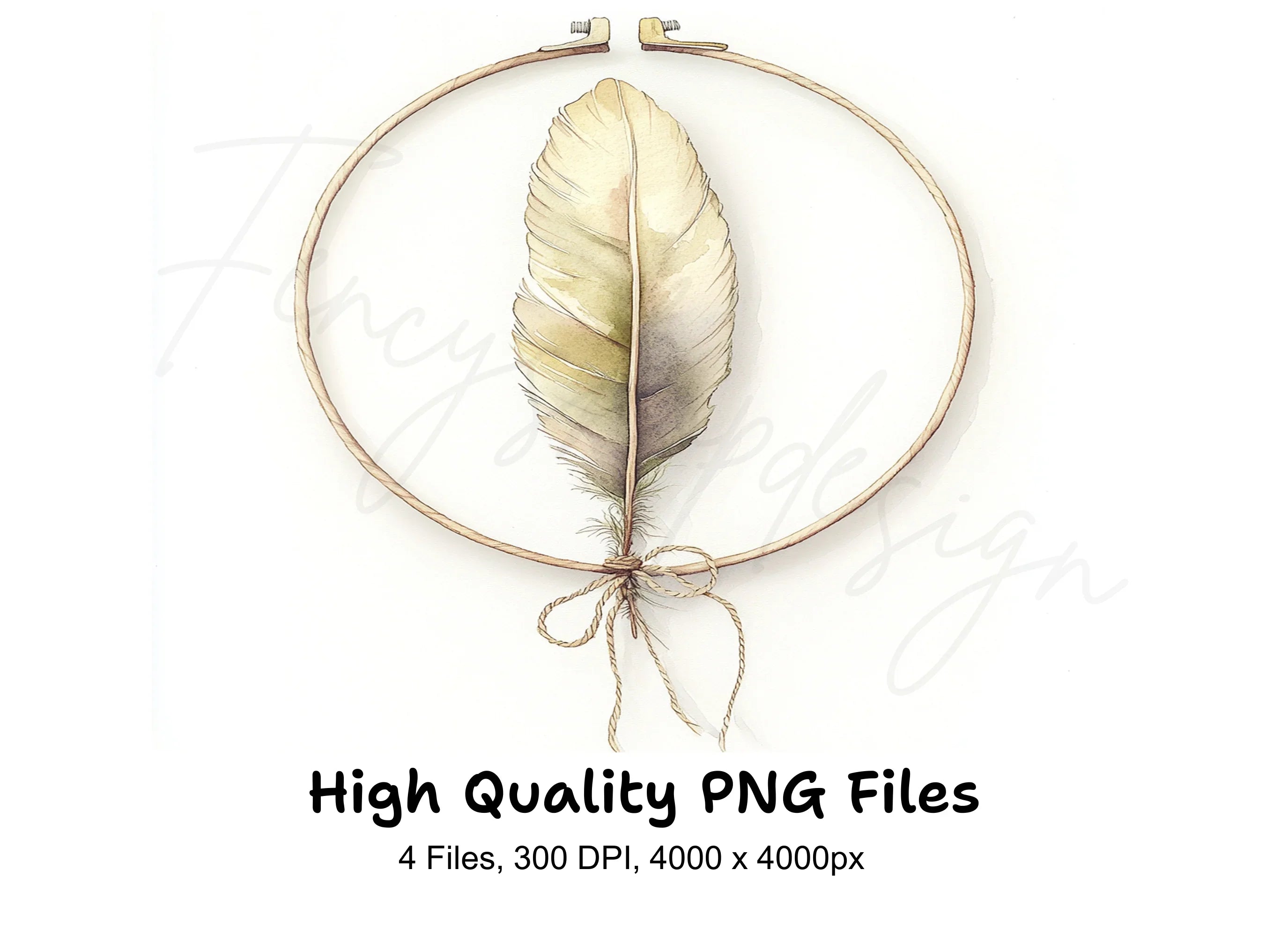 Boho Feather Hoop Clipart Bundle