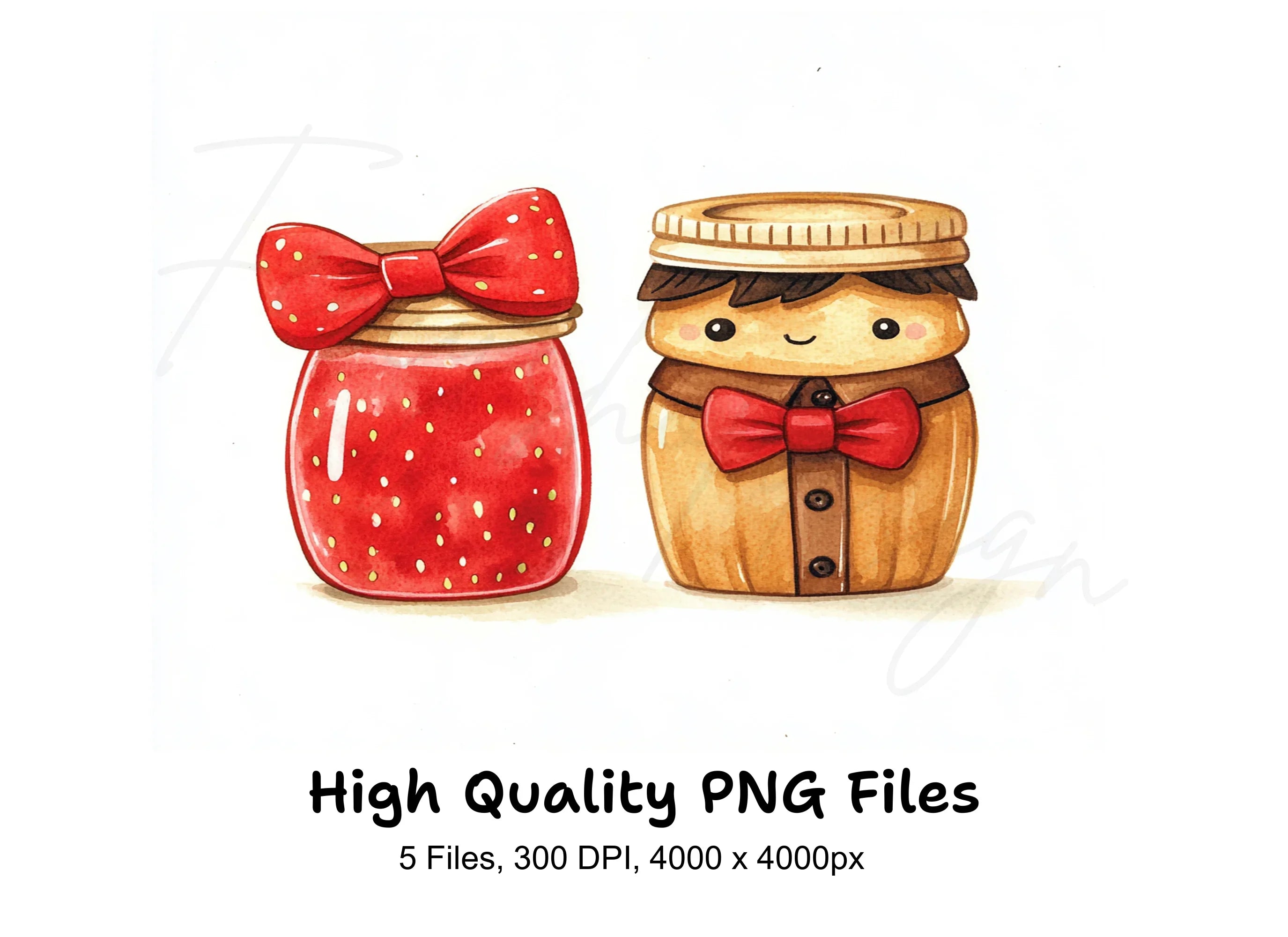 Sweet Jam Jar and Butter Duo Clipart Bundle