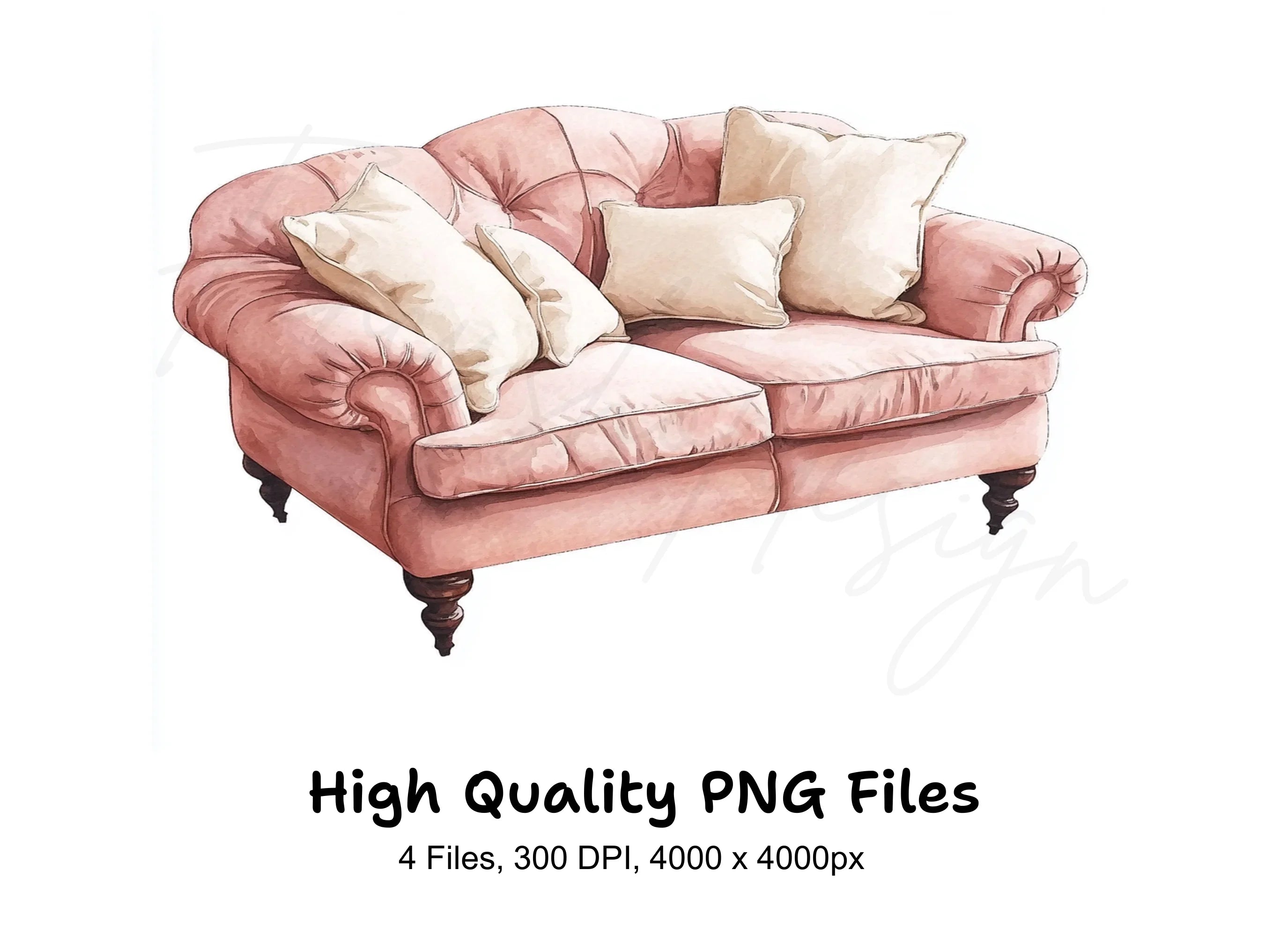 Charming Pink Sofa Clipart Bundle