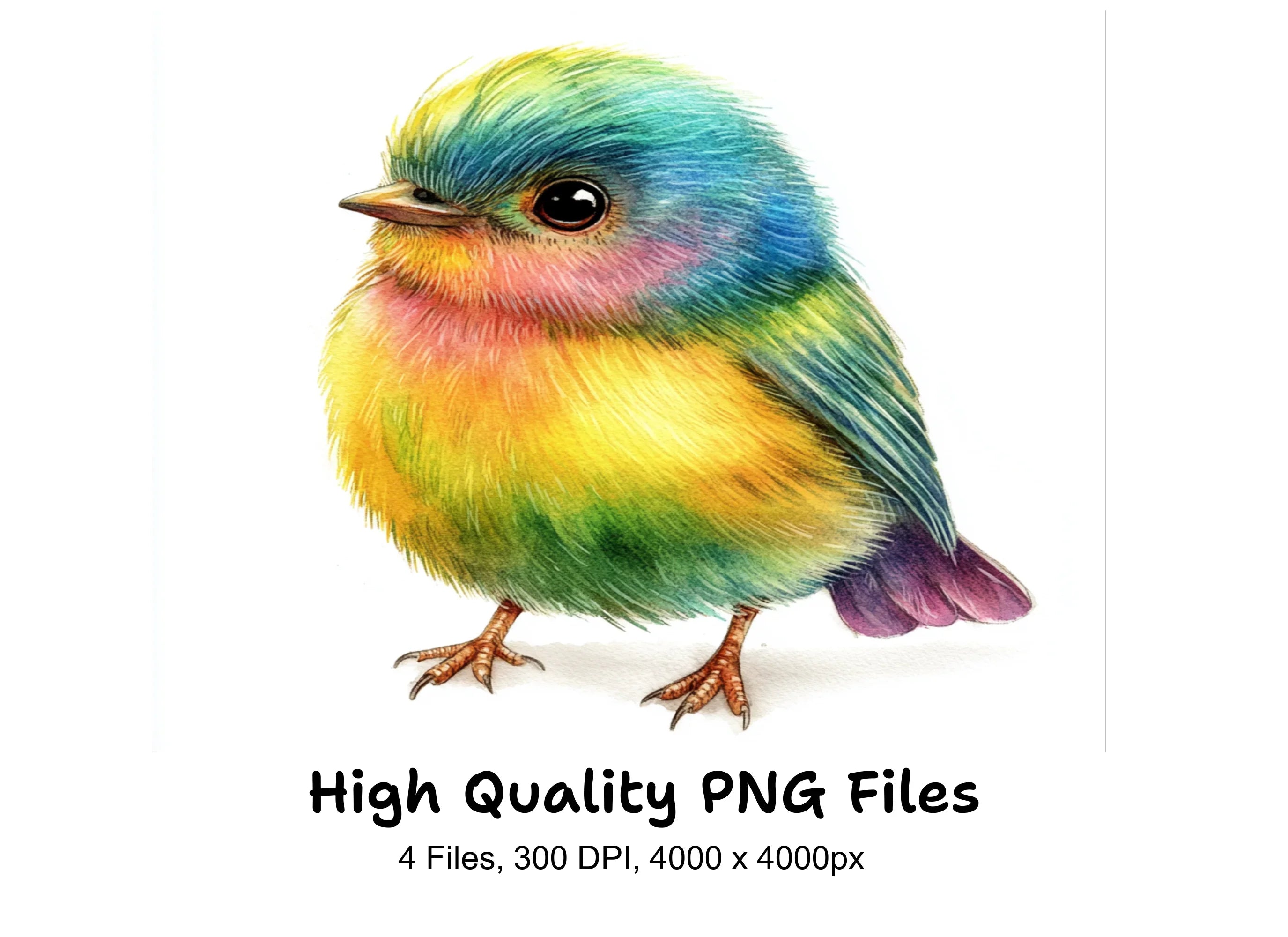 Cute Fluffy Bird Clipart Bundle