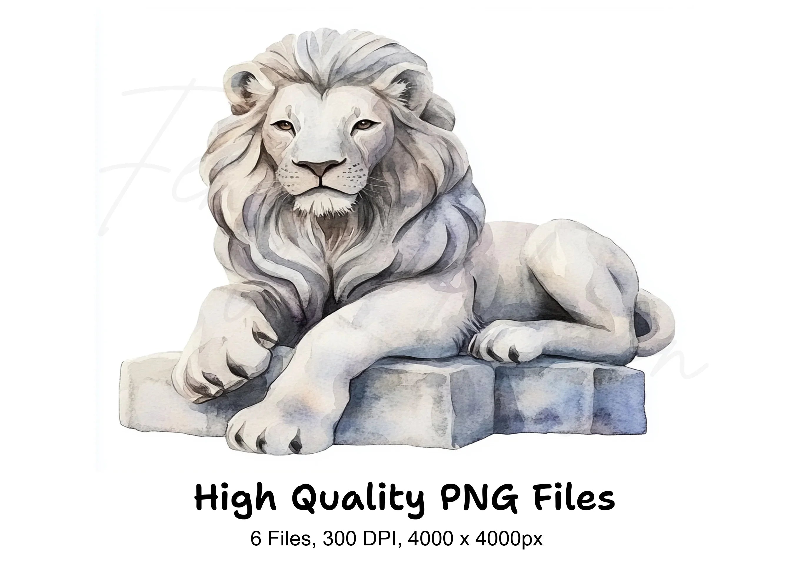 Majestic Lion Statues Clipart Bundle