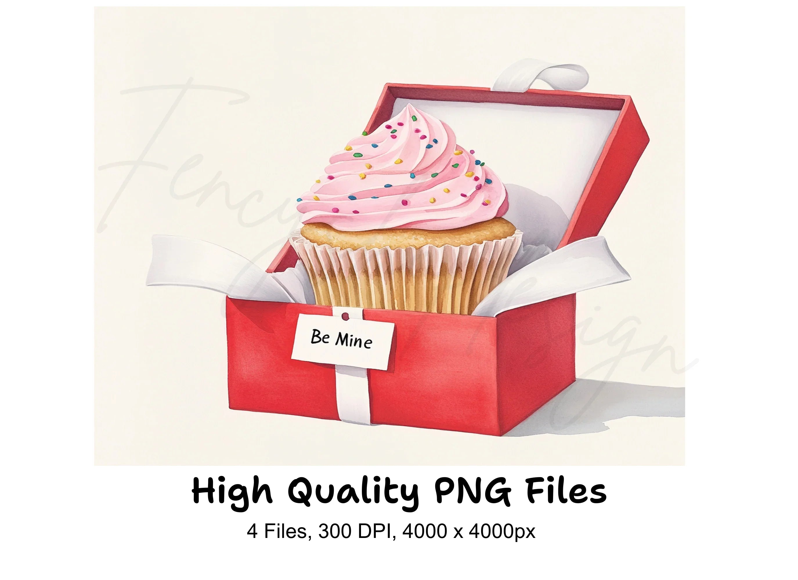Valentine Cupcake Gift Box Clipart Bundle
