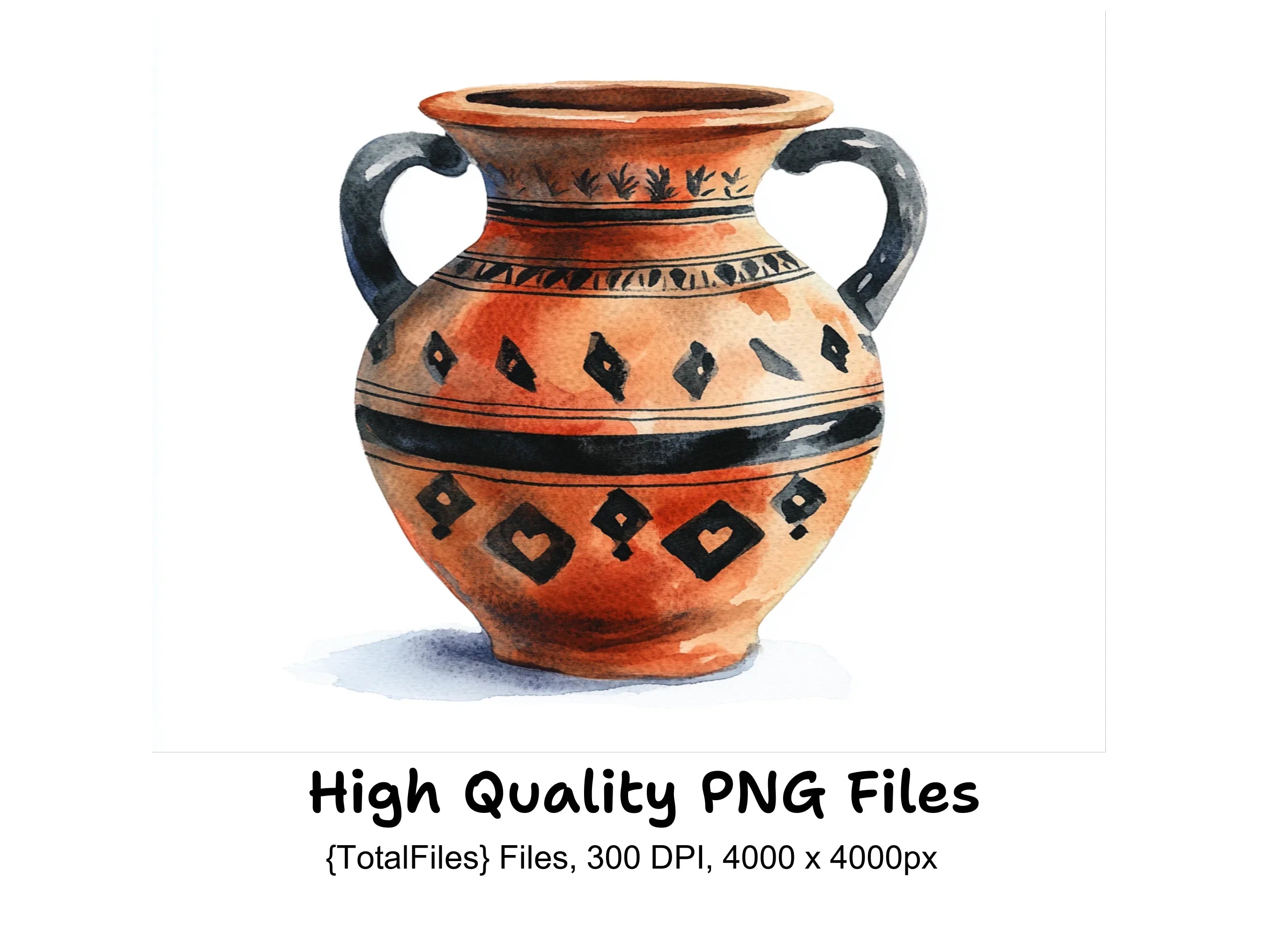 Terracotta Greek Vases Clipart Bundle