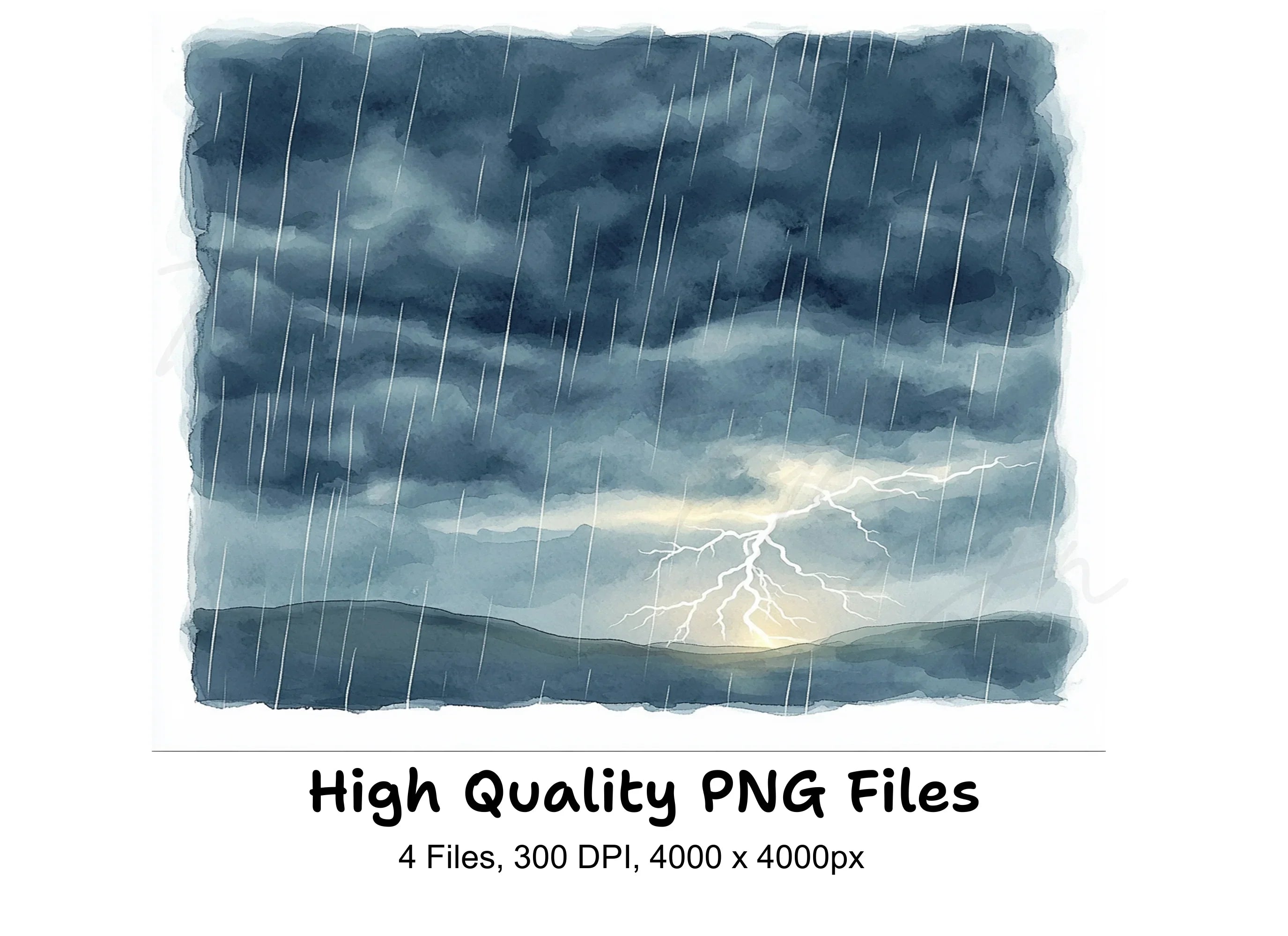 Dramatic Rain and Lightning Clipart Bundle