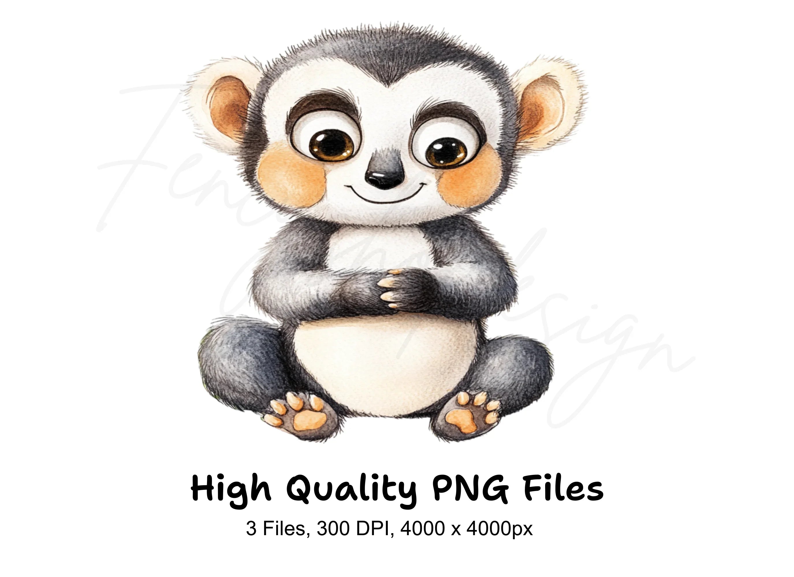 Cute Baby Lemurs Clipart Bundle