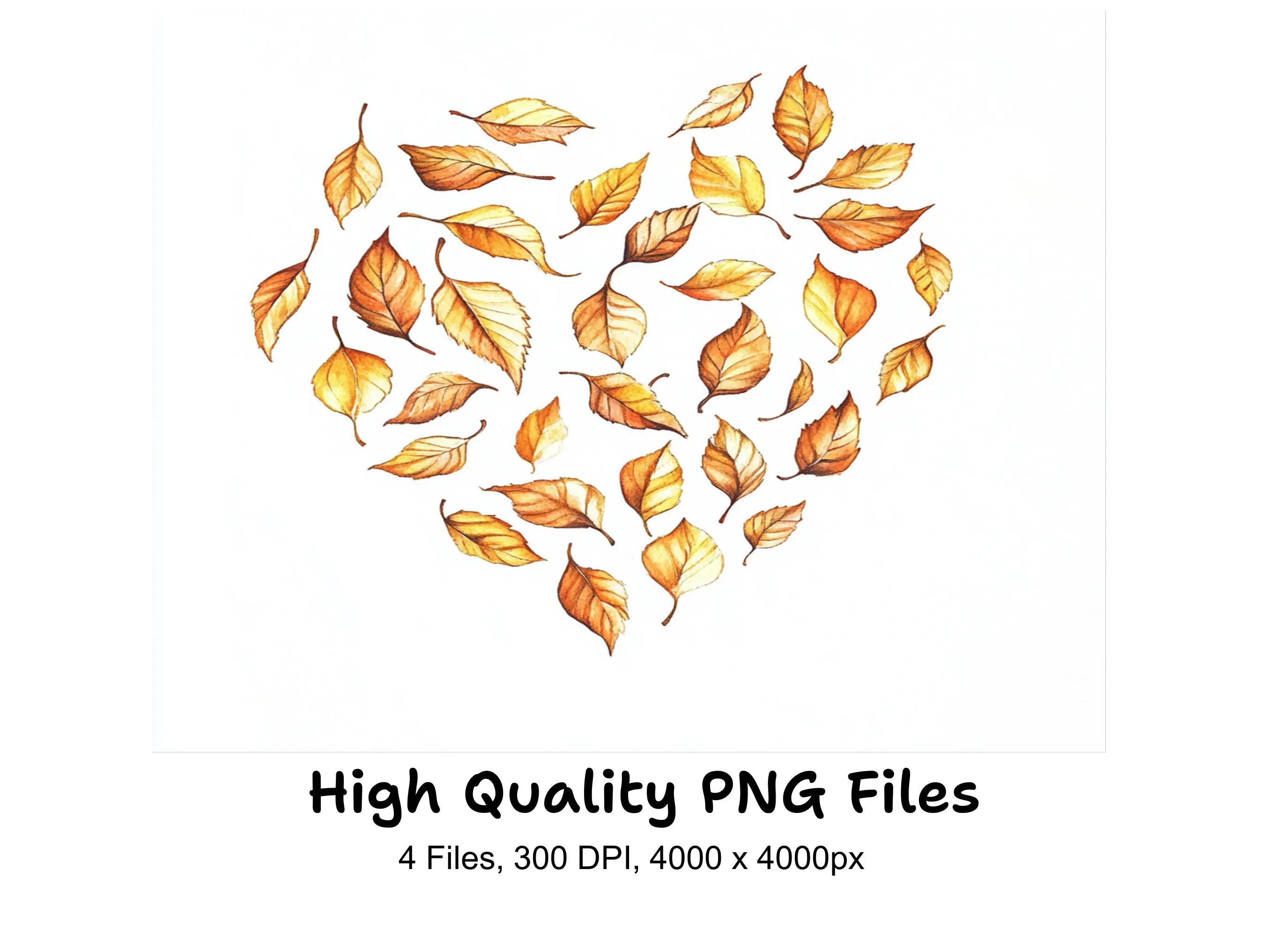 Autumn Leaves Heart Shape Clipart Bundle