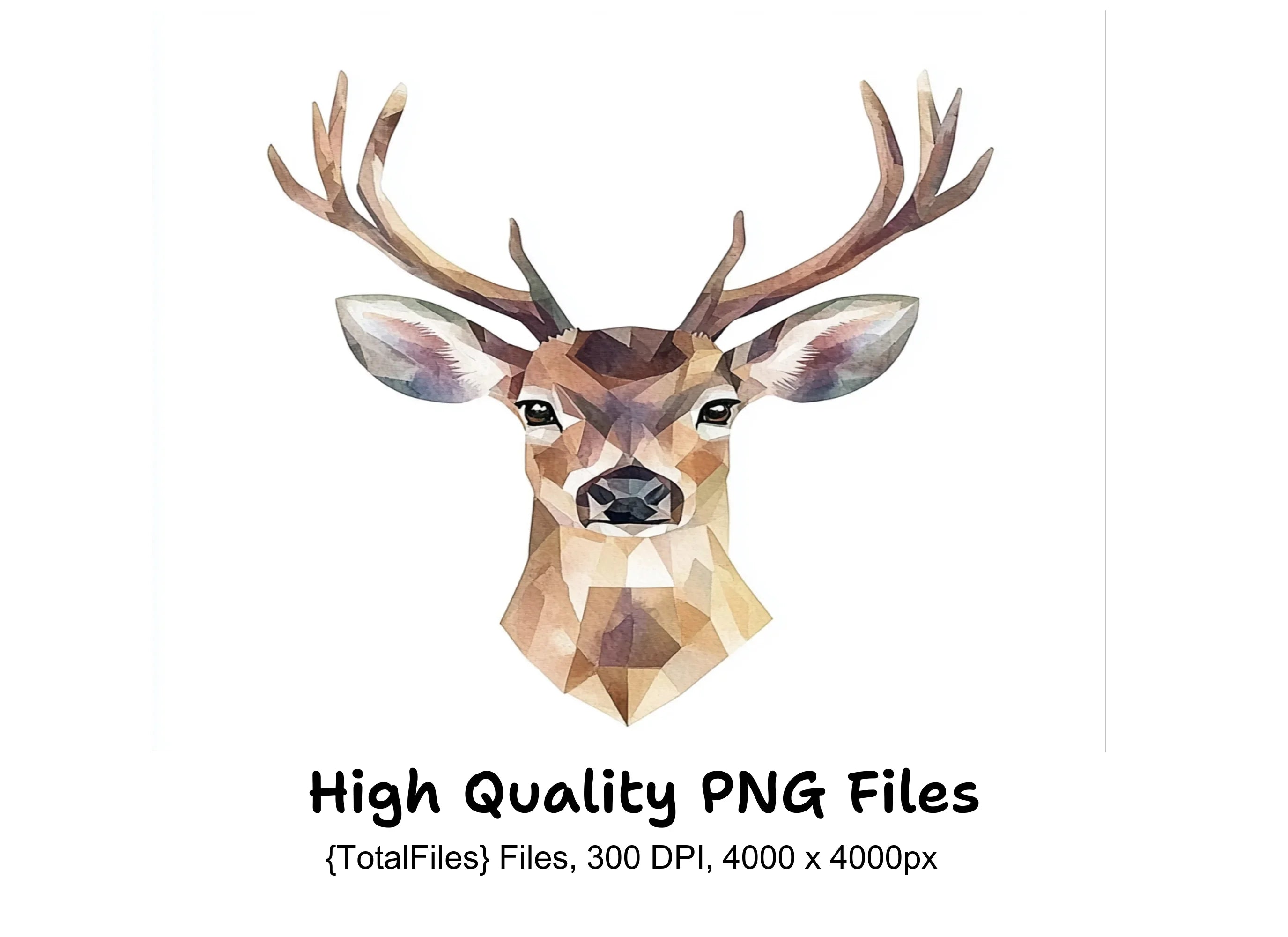 Geometric Deer Head Clipart Bundle