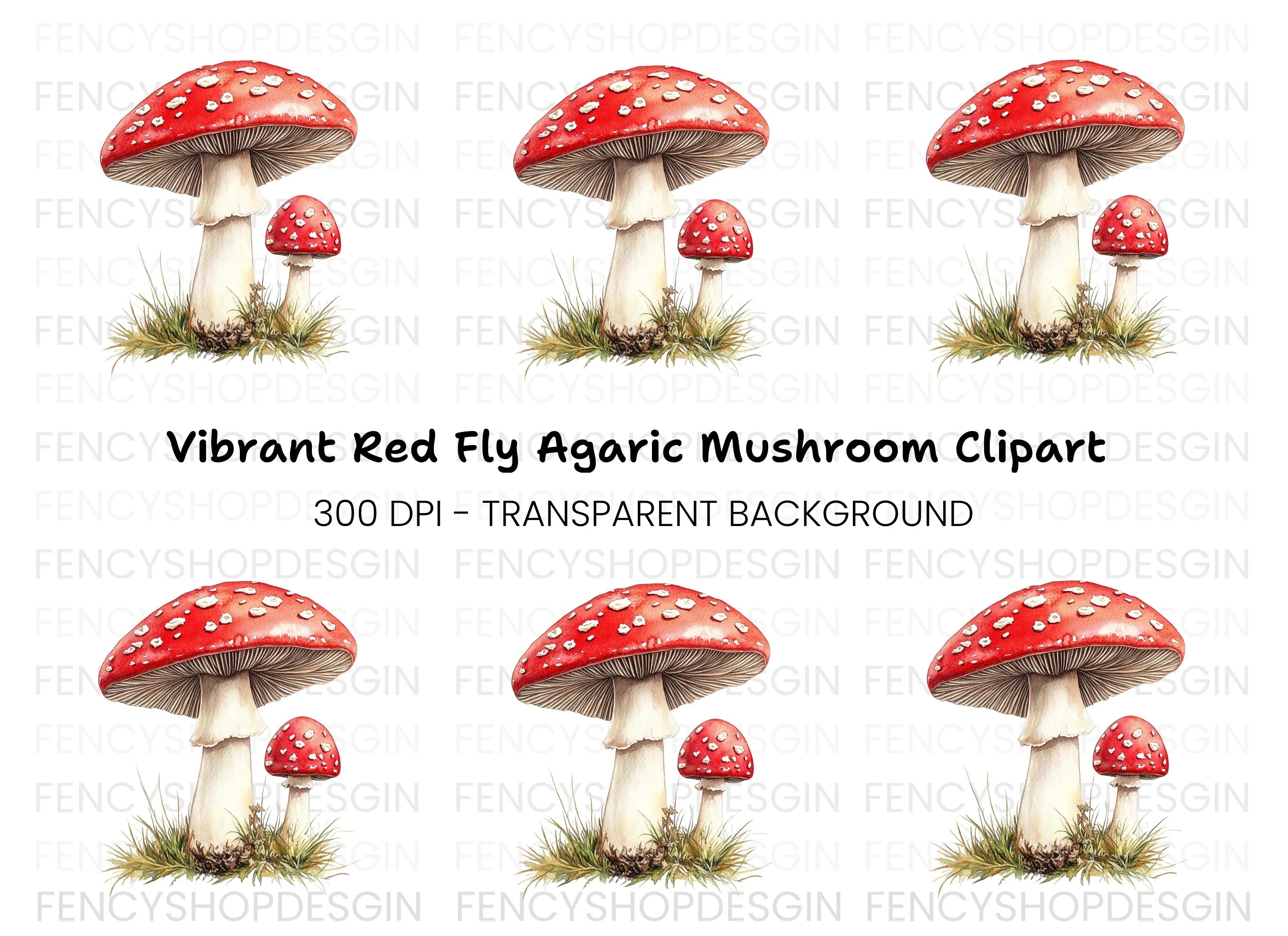 Fly Agaric Mushrooms Clipart Bundle