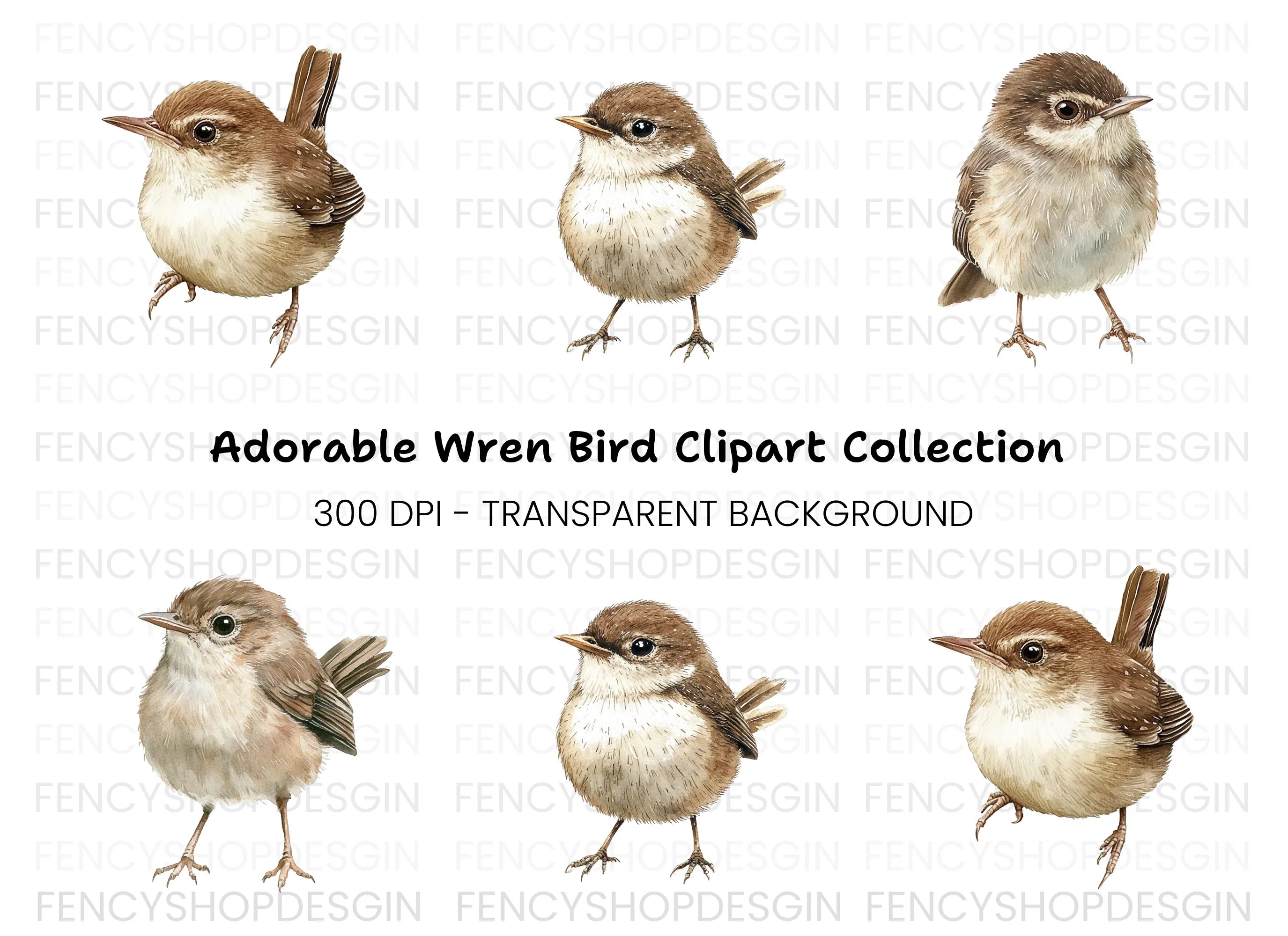 Cute Little Brown Birds Clipart Bundle