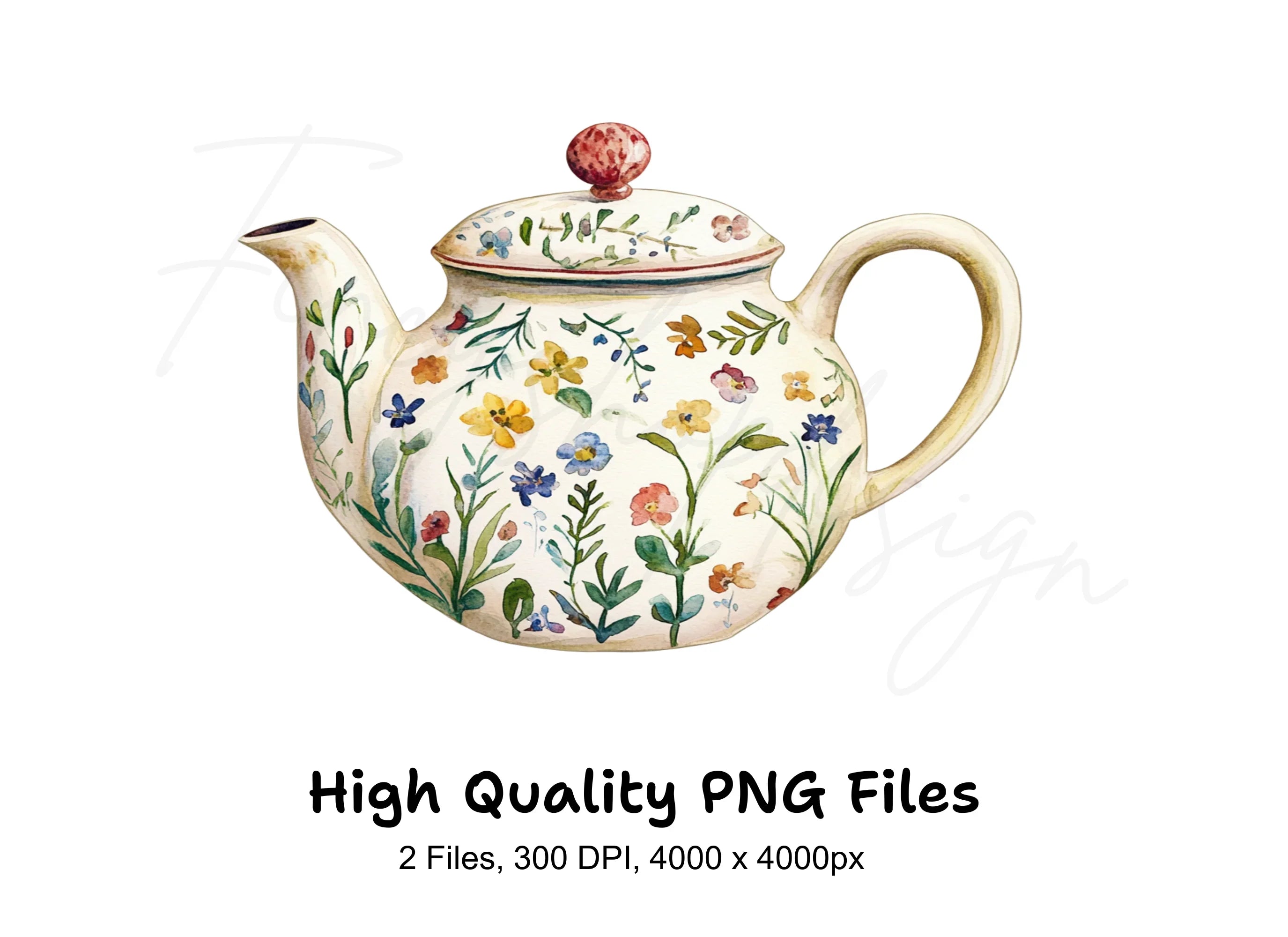 Floral Teapots Clipart Bundle