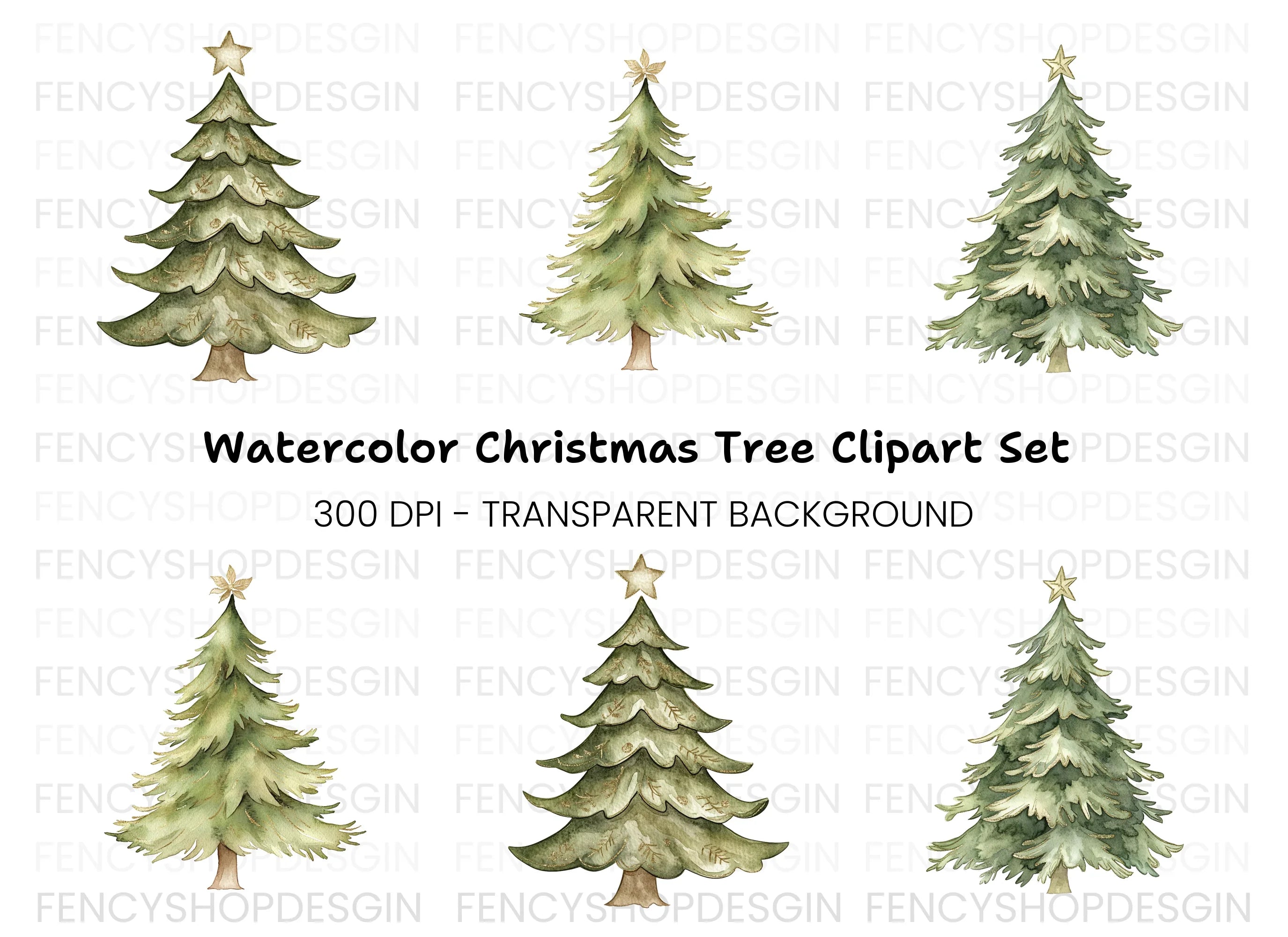 Christmas Trees Clipart Bundle