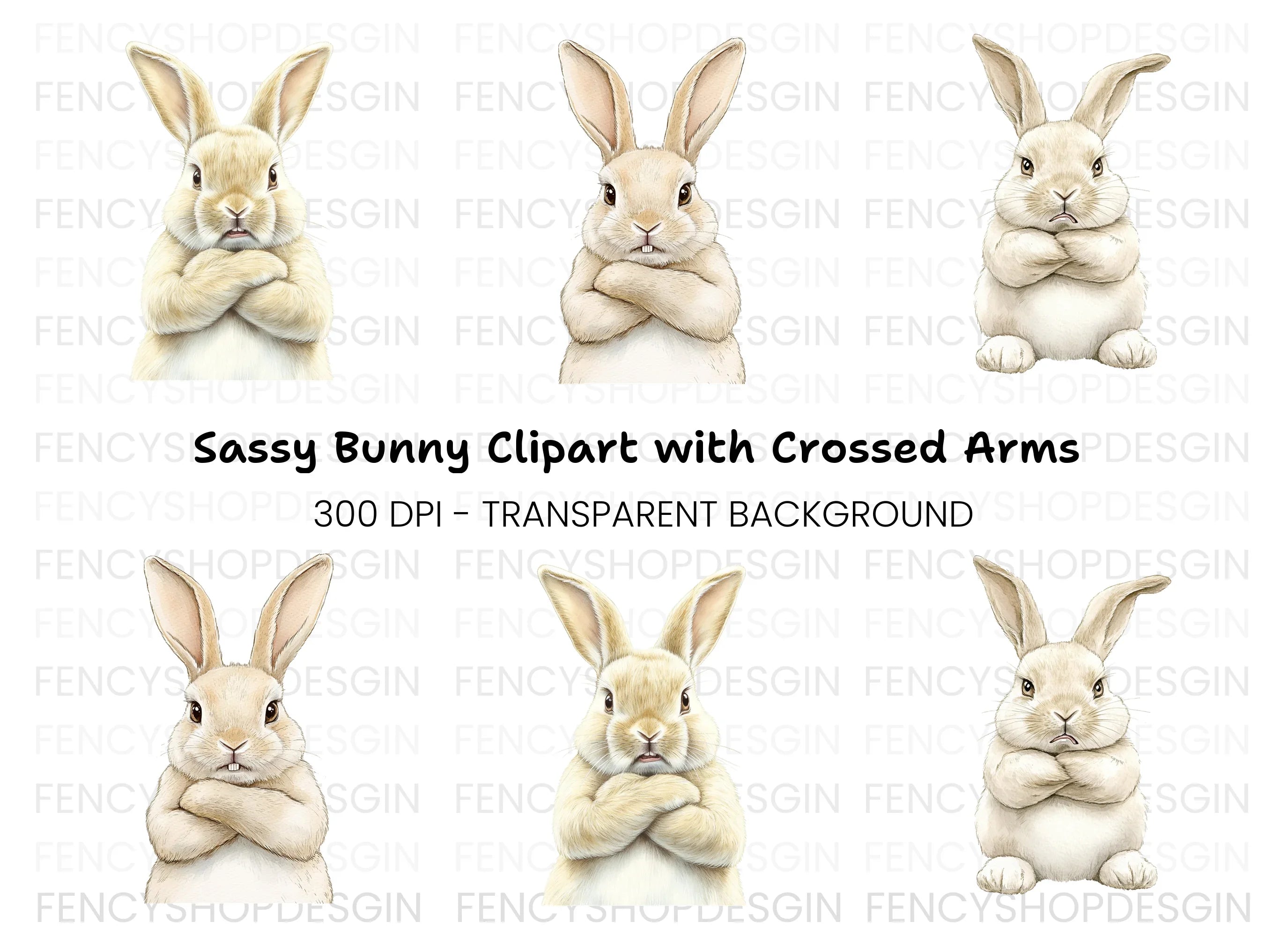 Grumpy Bunny Clipart Bundle