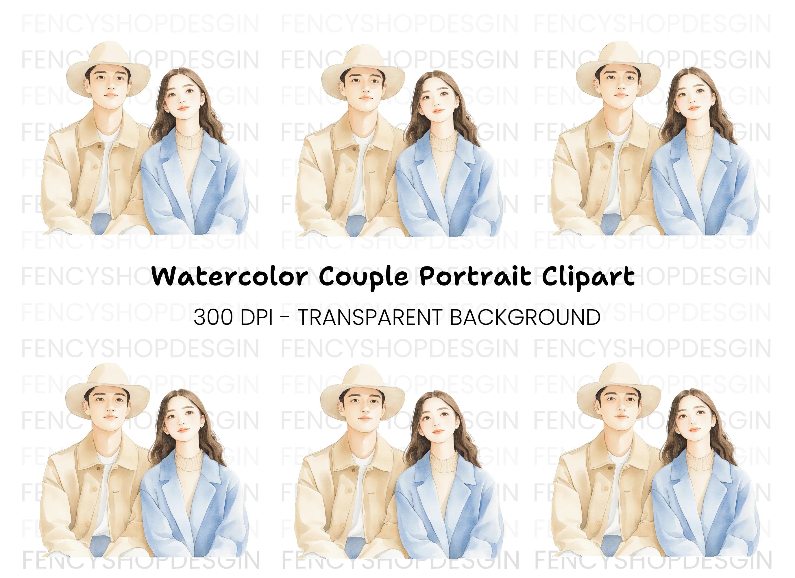Couple Portrait Clipart Bundle