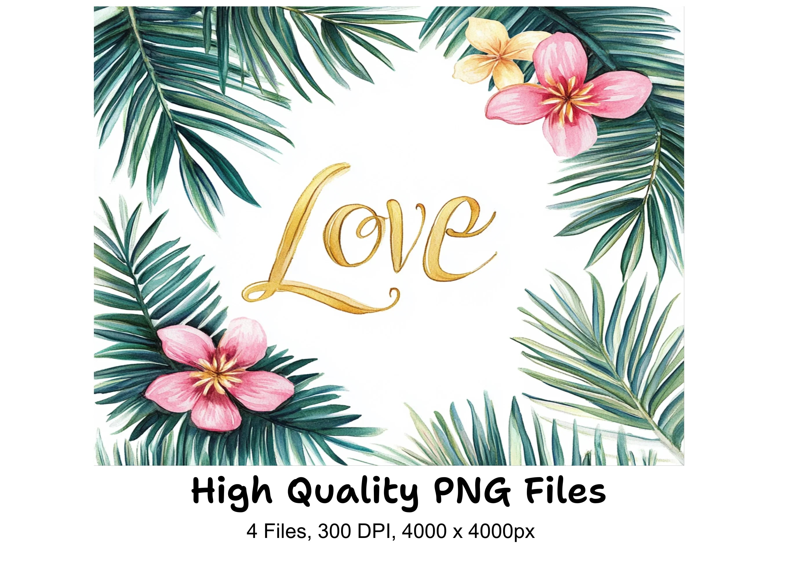 Tropical Leaves and Flowers Clipart Bundle