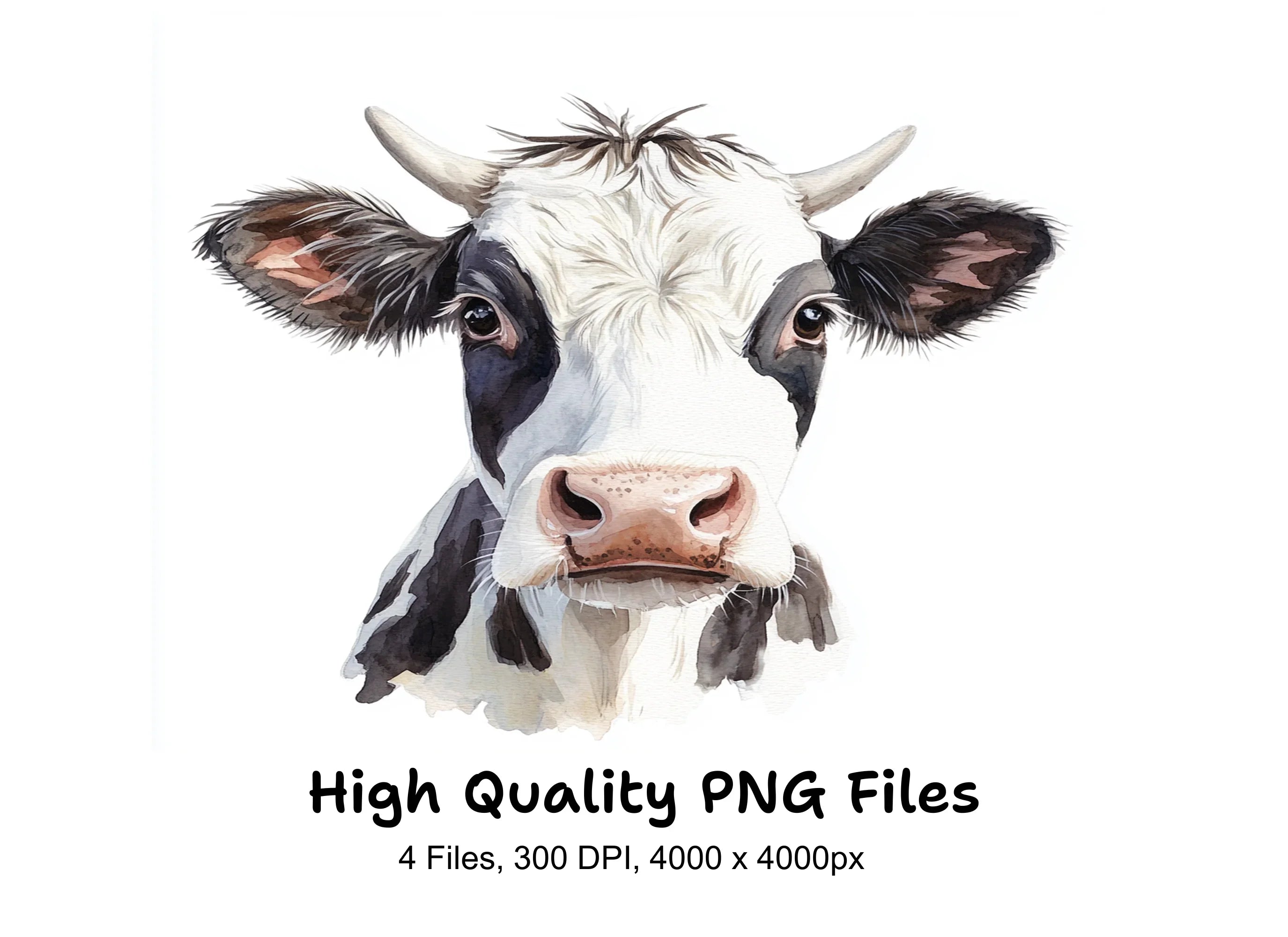 Holstein Cow Head Clipart Bundle