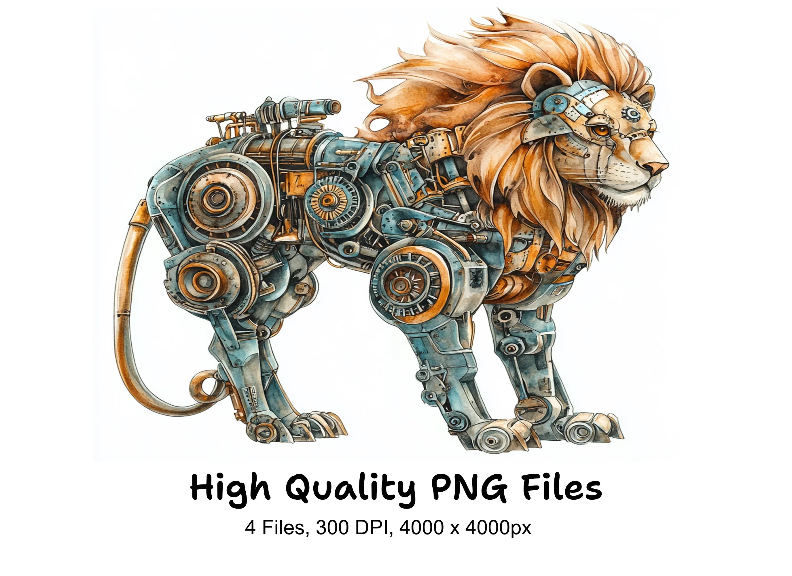 Steampunk Lion Clipart Bundle