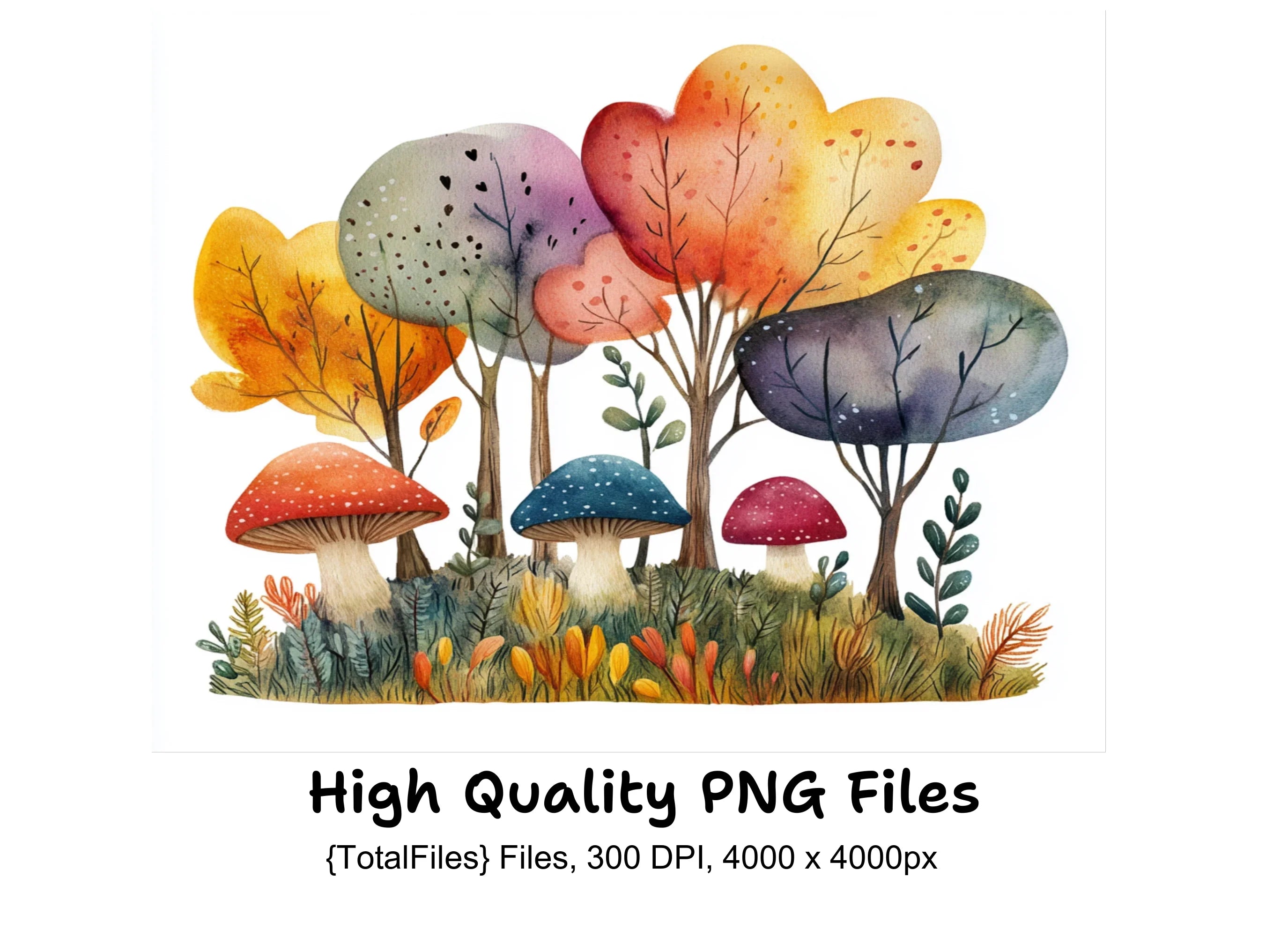 Whimsical Mushroom Forest Clipart Bundle