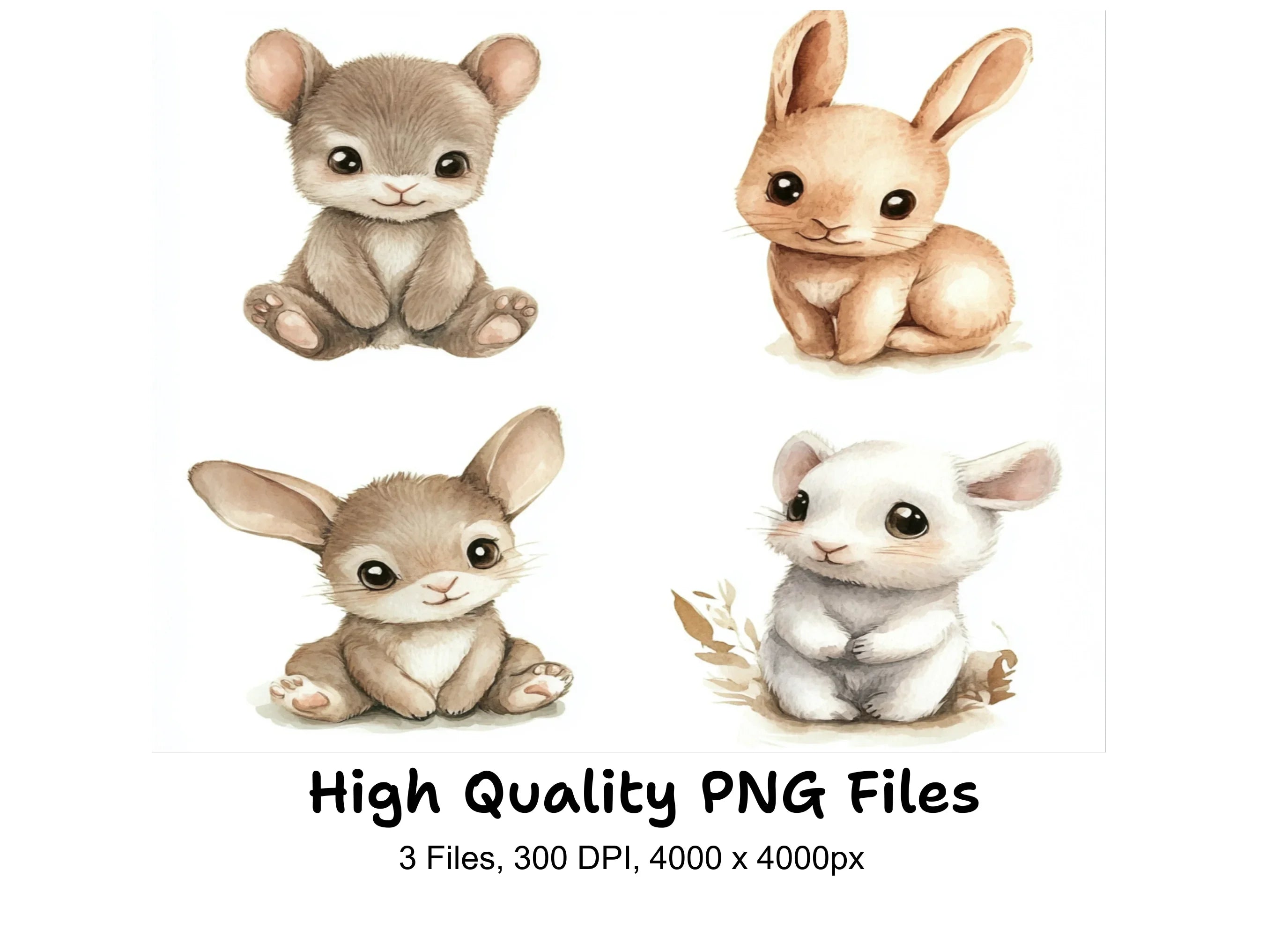 Cute Baby Bunny Clipart Bundle