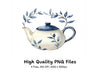 Blue and White Floral Teapots Clipart Bundle