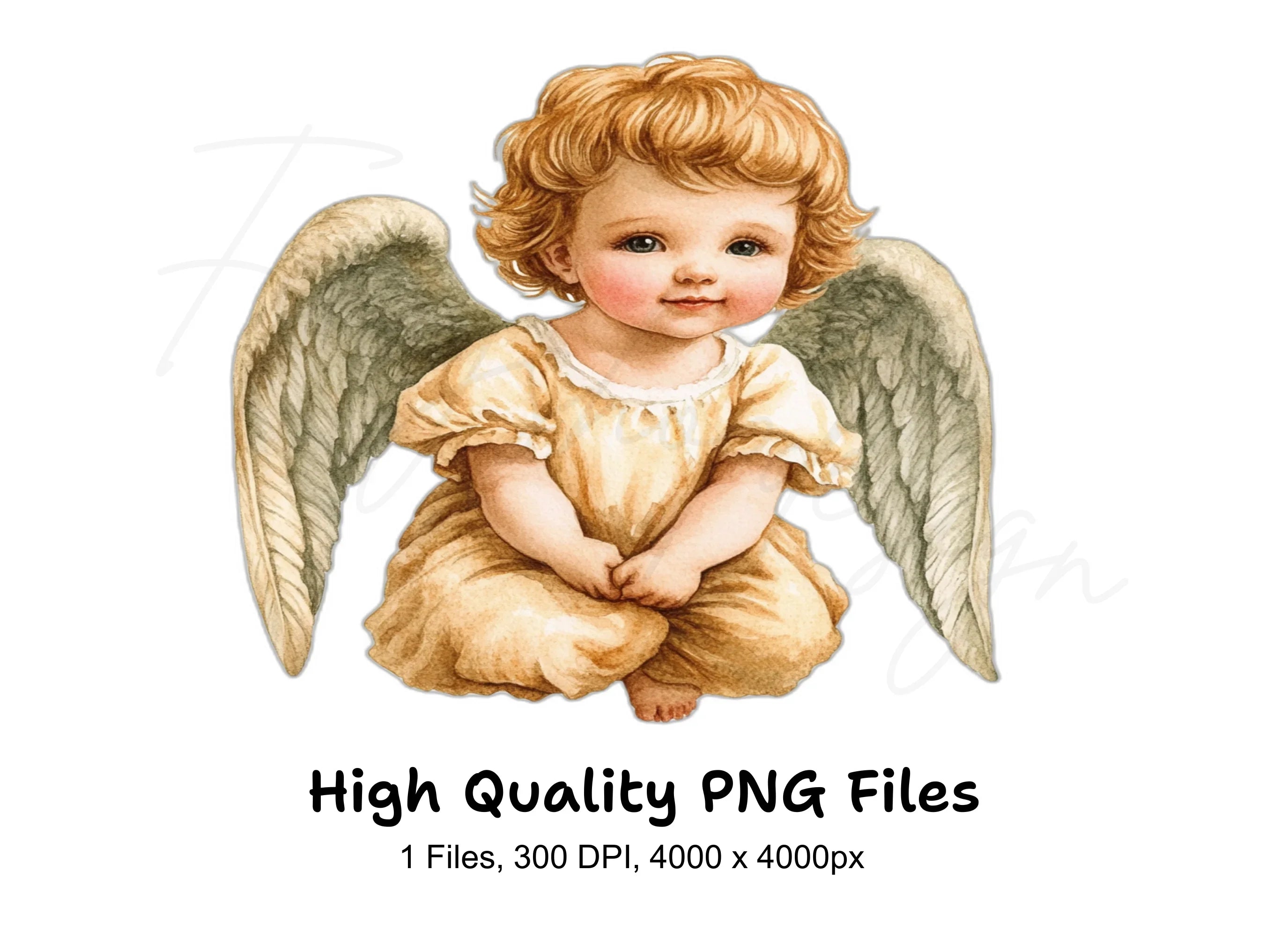 Adorable Baby Angel Illustration Clipart Bundle
