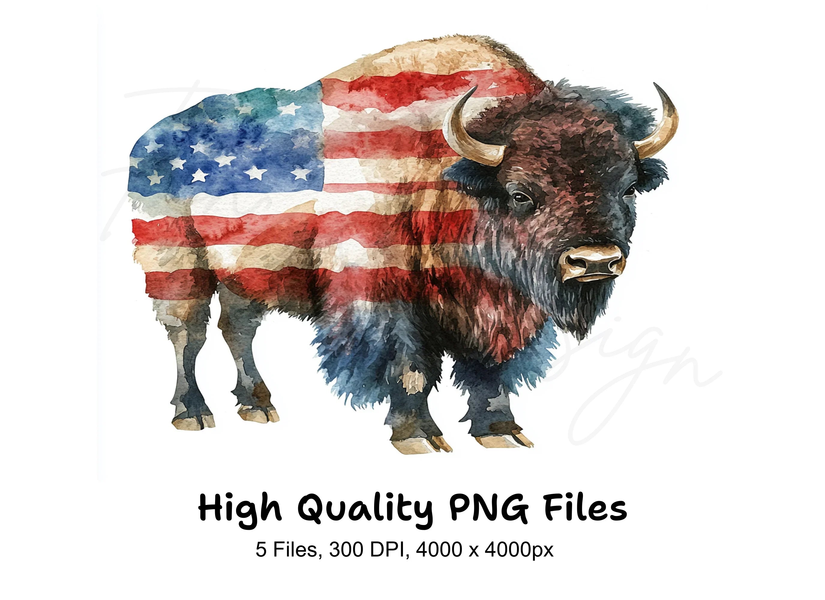 American Bison Flag Clipart Bundle