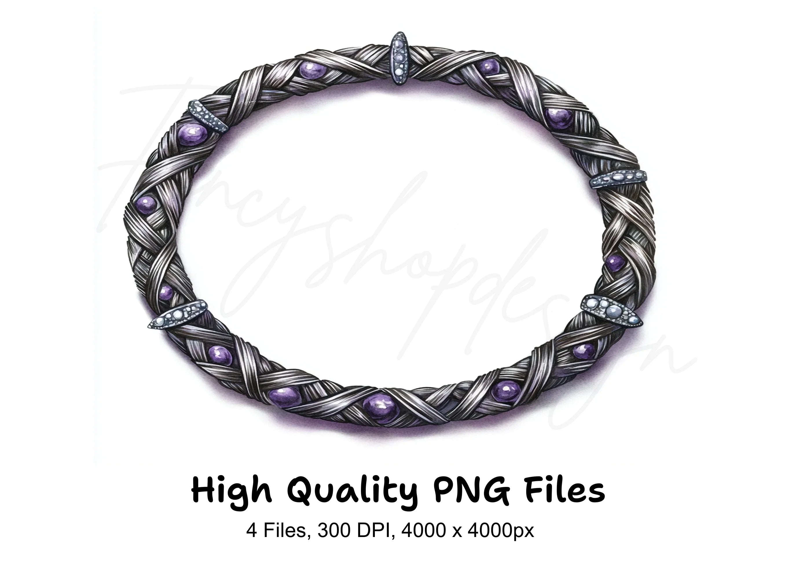 Elegant Braided Gemstone Necklace Clipart Bundle