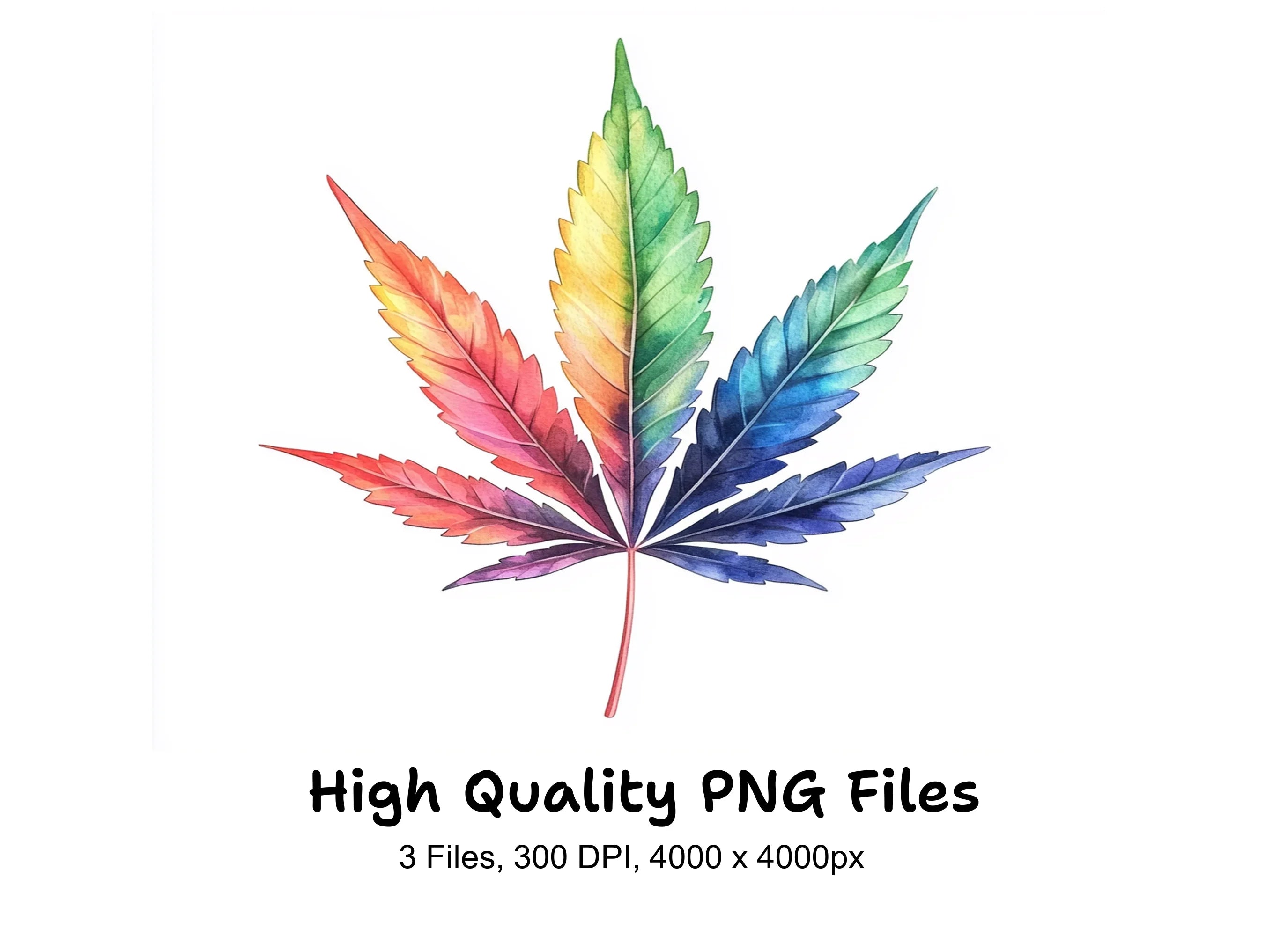 Vibrant Rainbow Cannabis Leaf Clipart Bundle
